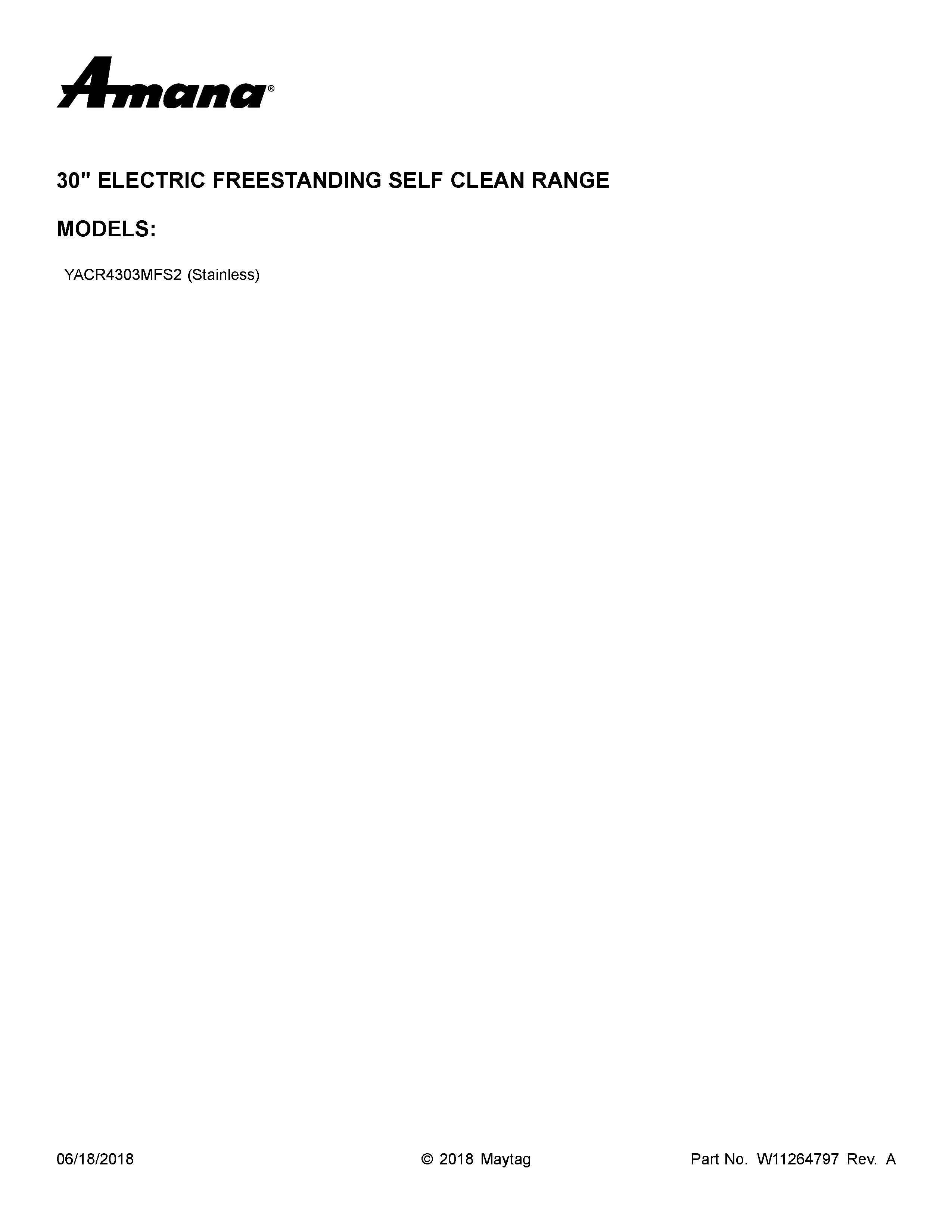 Amana YACR4303MFS2 cover sheet diagram