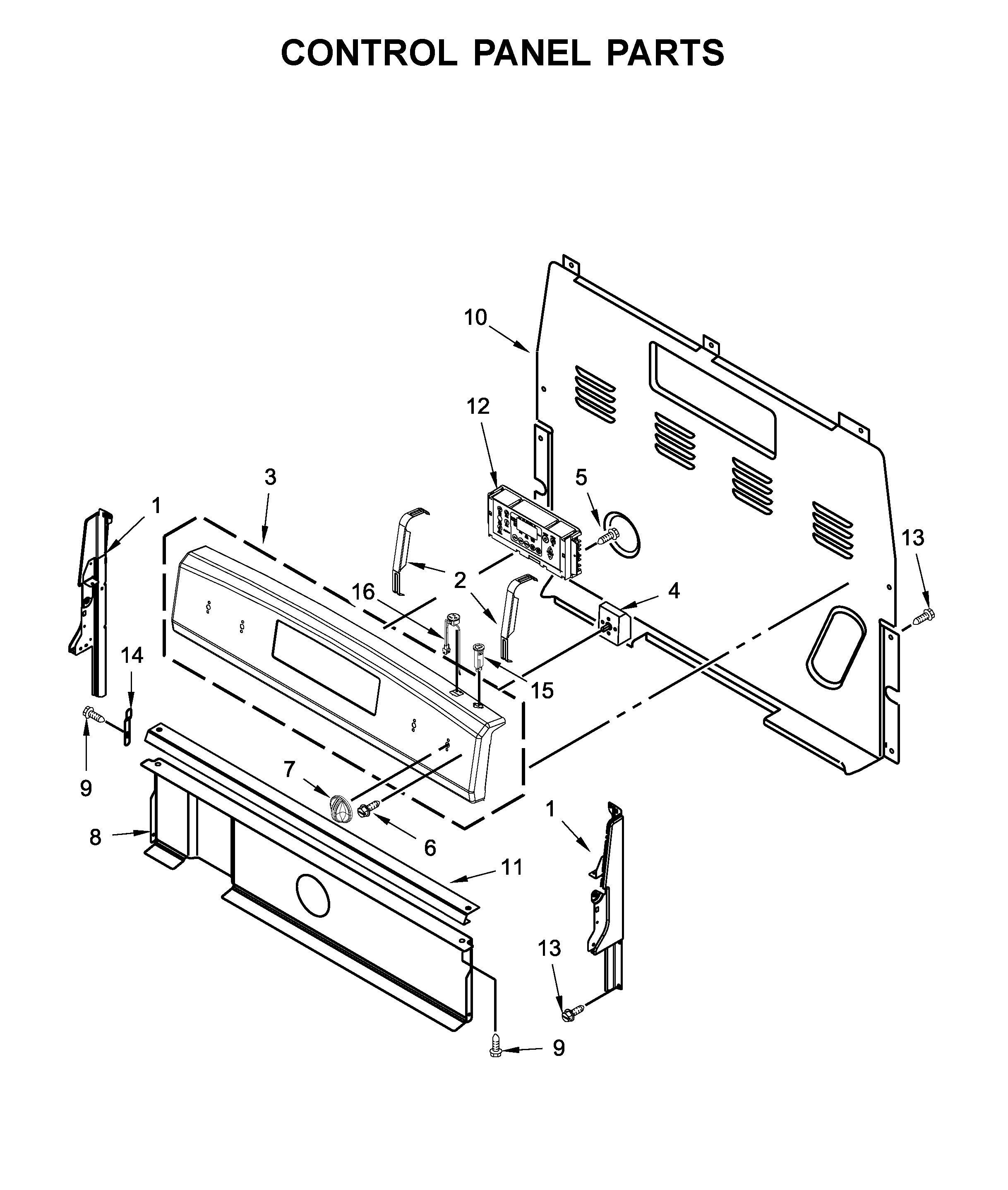 Amana YACR4303MFS2 control panel parts diagram