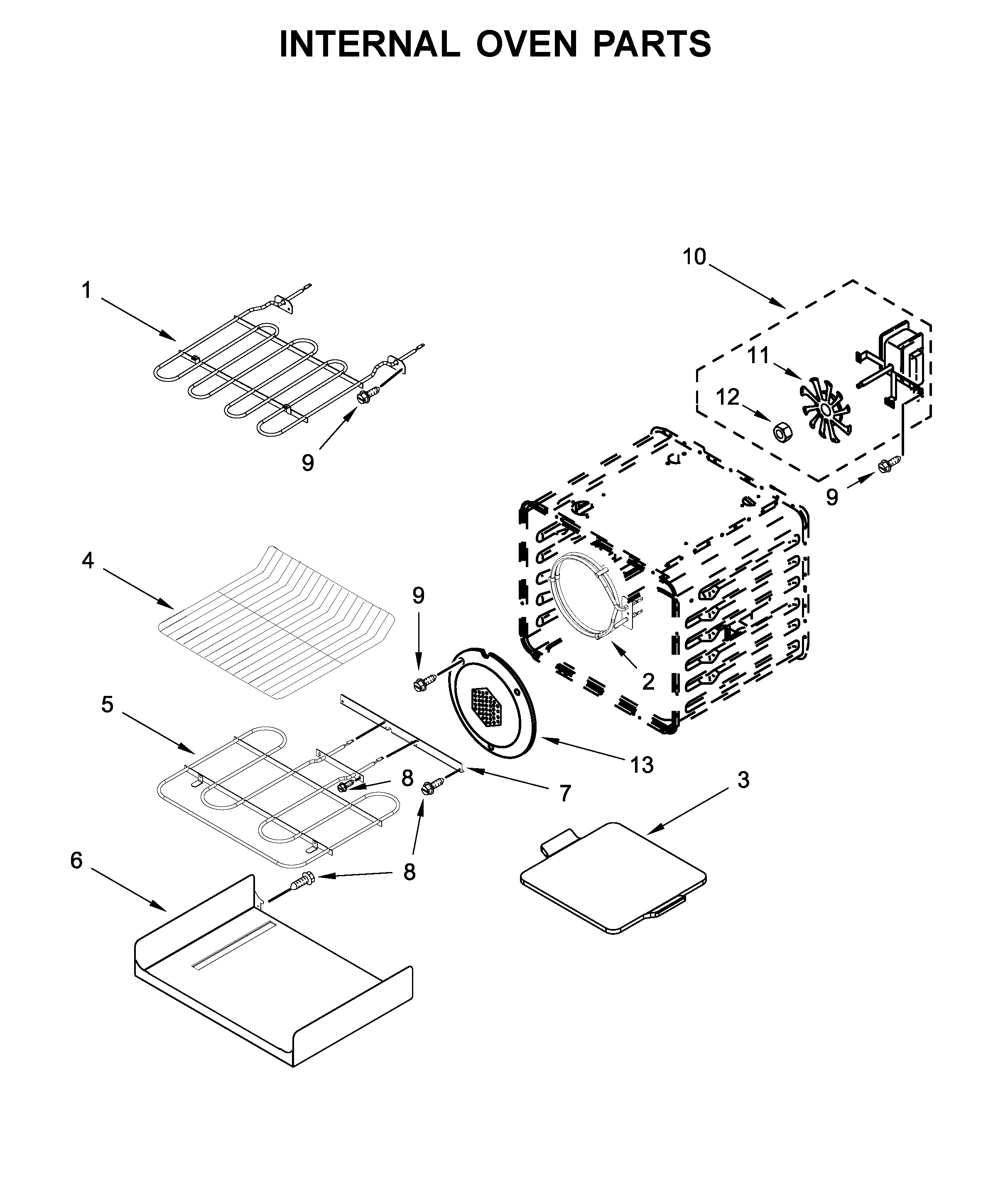 KitchenAid KOSC504ESS01 internal oven parts diagram