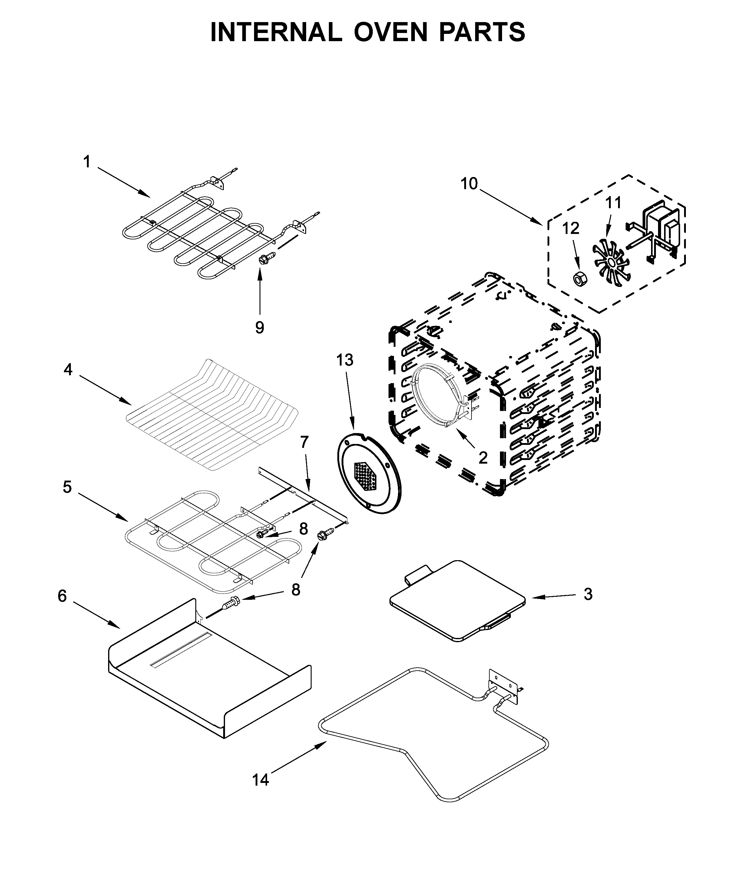 KitchenAid KODC304ESS01 internal oven parts diagram