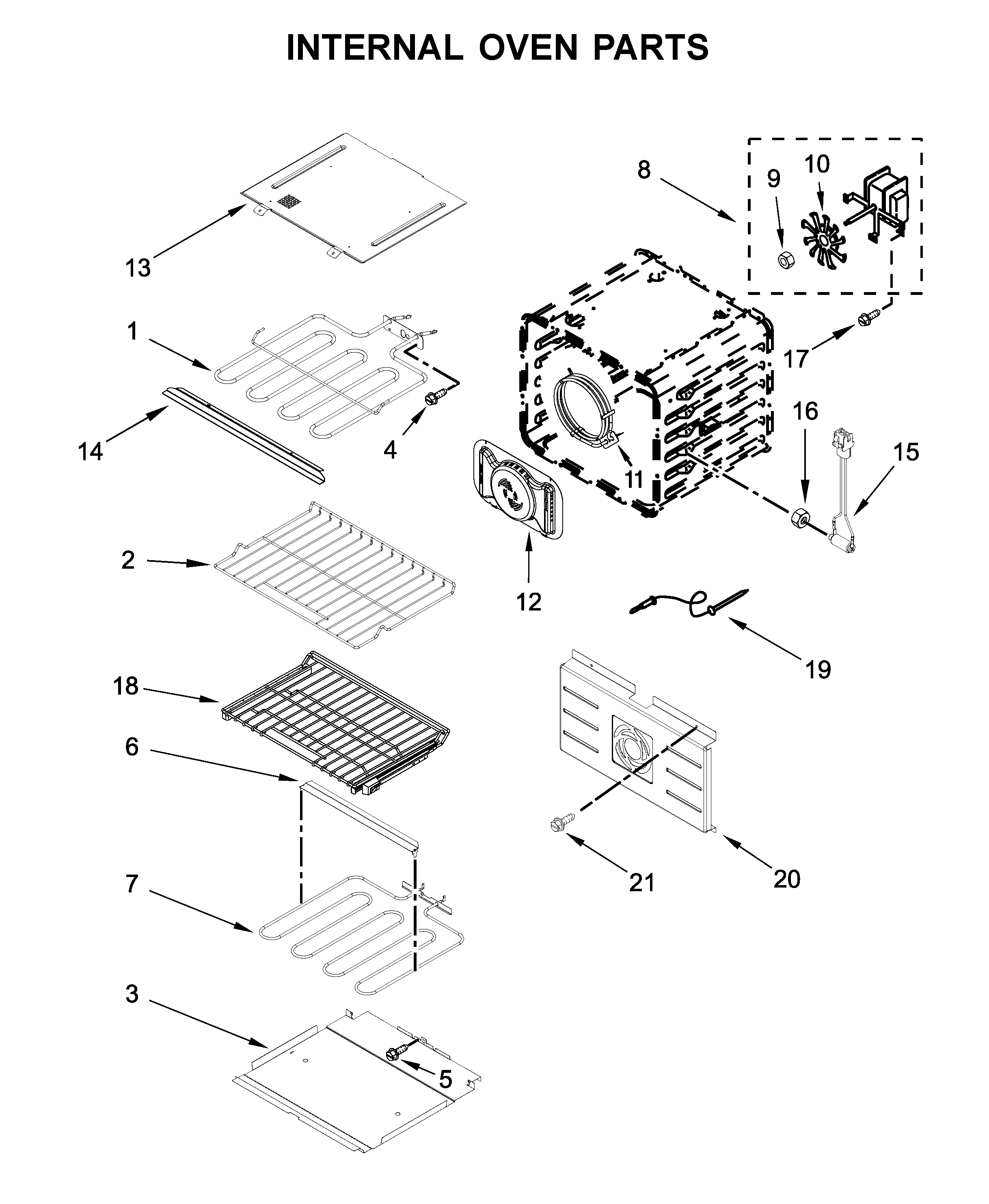 Jenn-Air JJW2430DS03 internal oven parts diagram