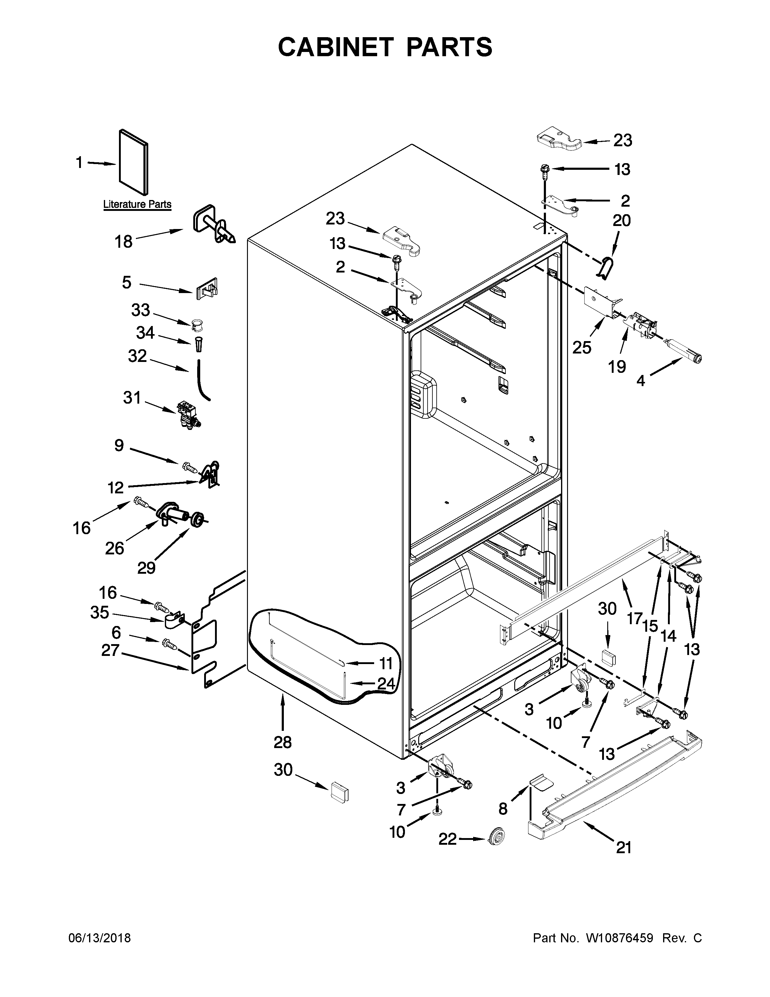 Whirlpool WRF560SMYM05 cabinet parts diagram