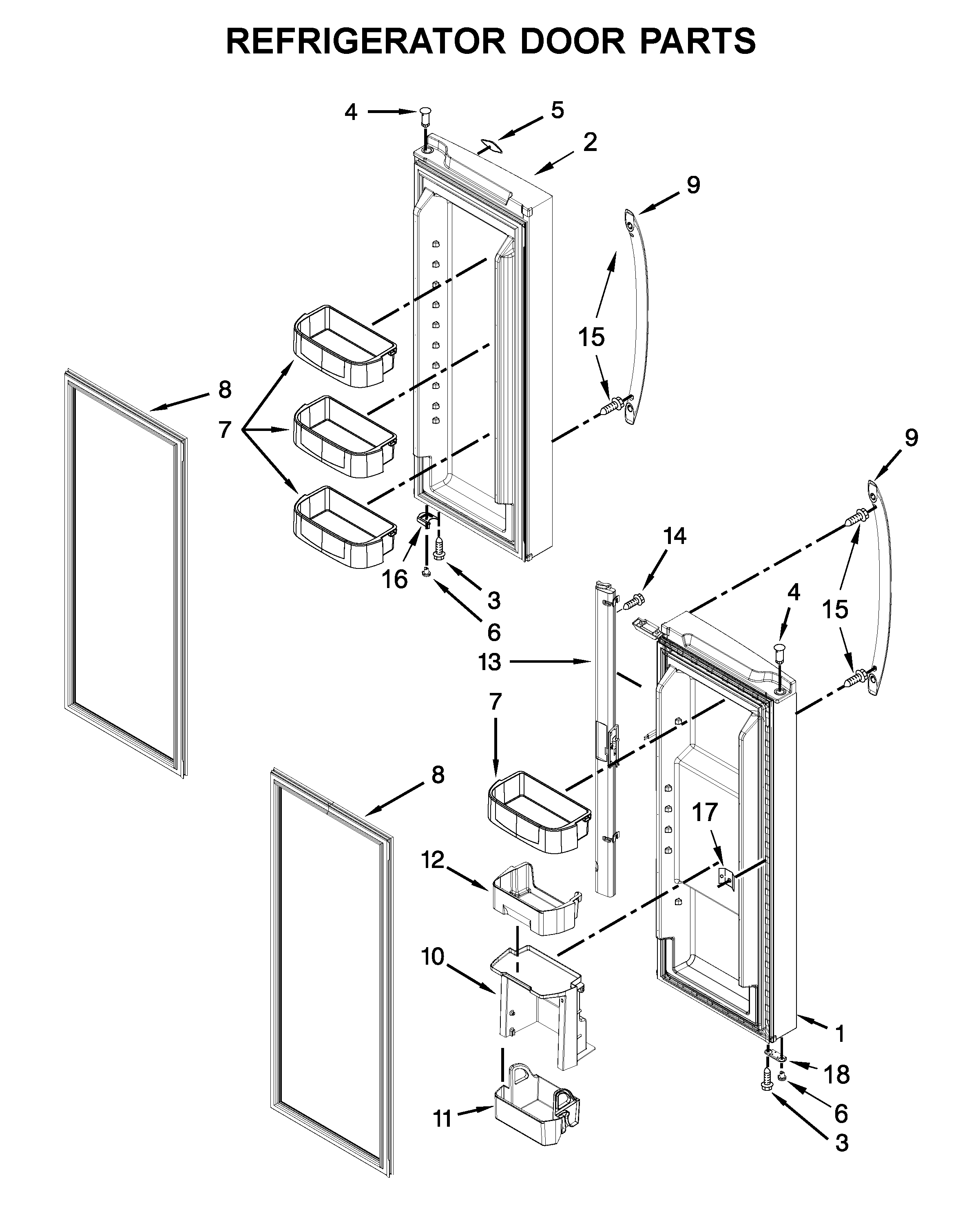 Whirlpool WRF560SMYM05 refrigerator door parts diagram