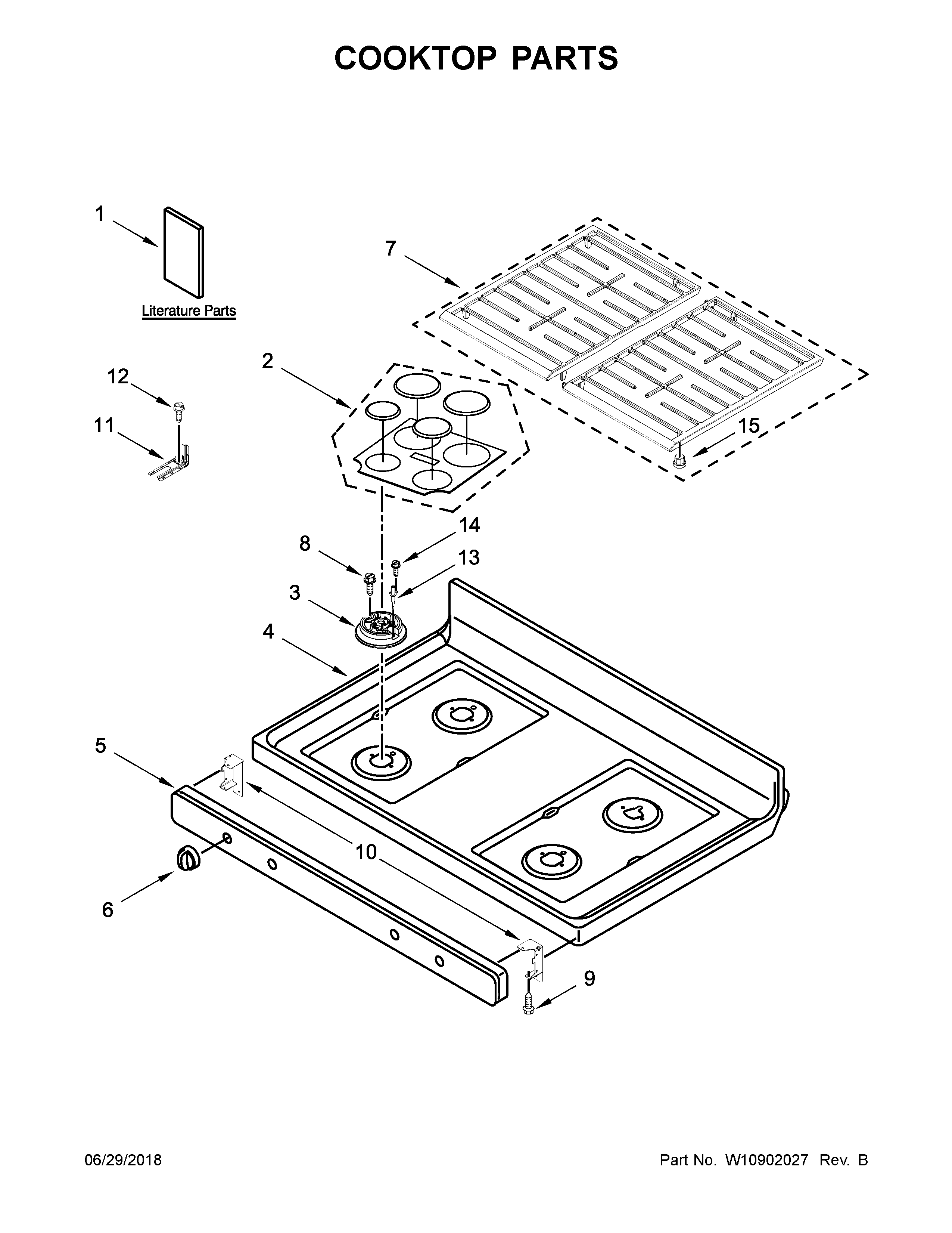 Whirlpool WFG515S0ES1 cooktop parts diagram