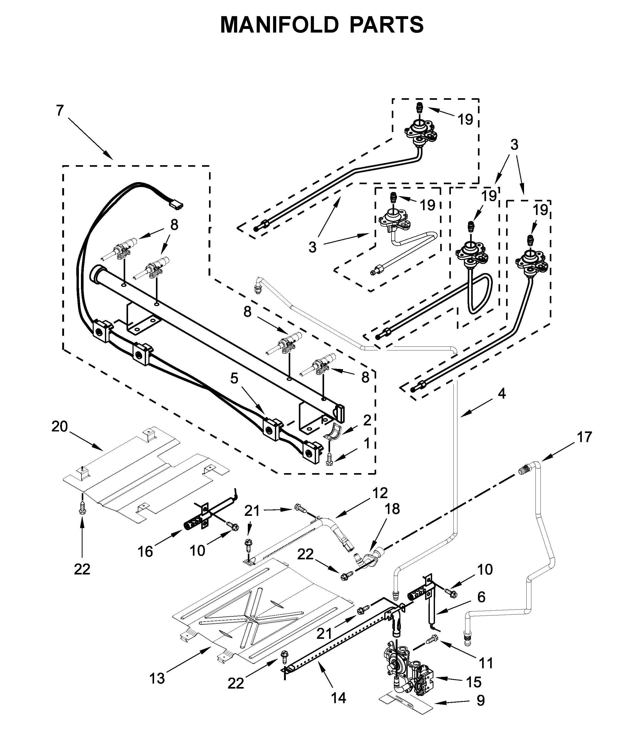 Whirlpool WFG515S0ES1 manifold parts diagram