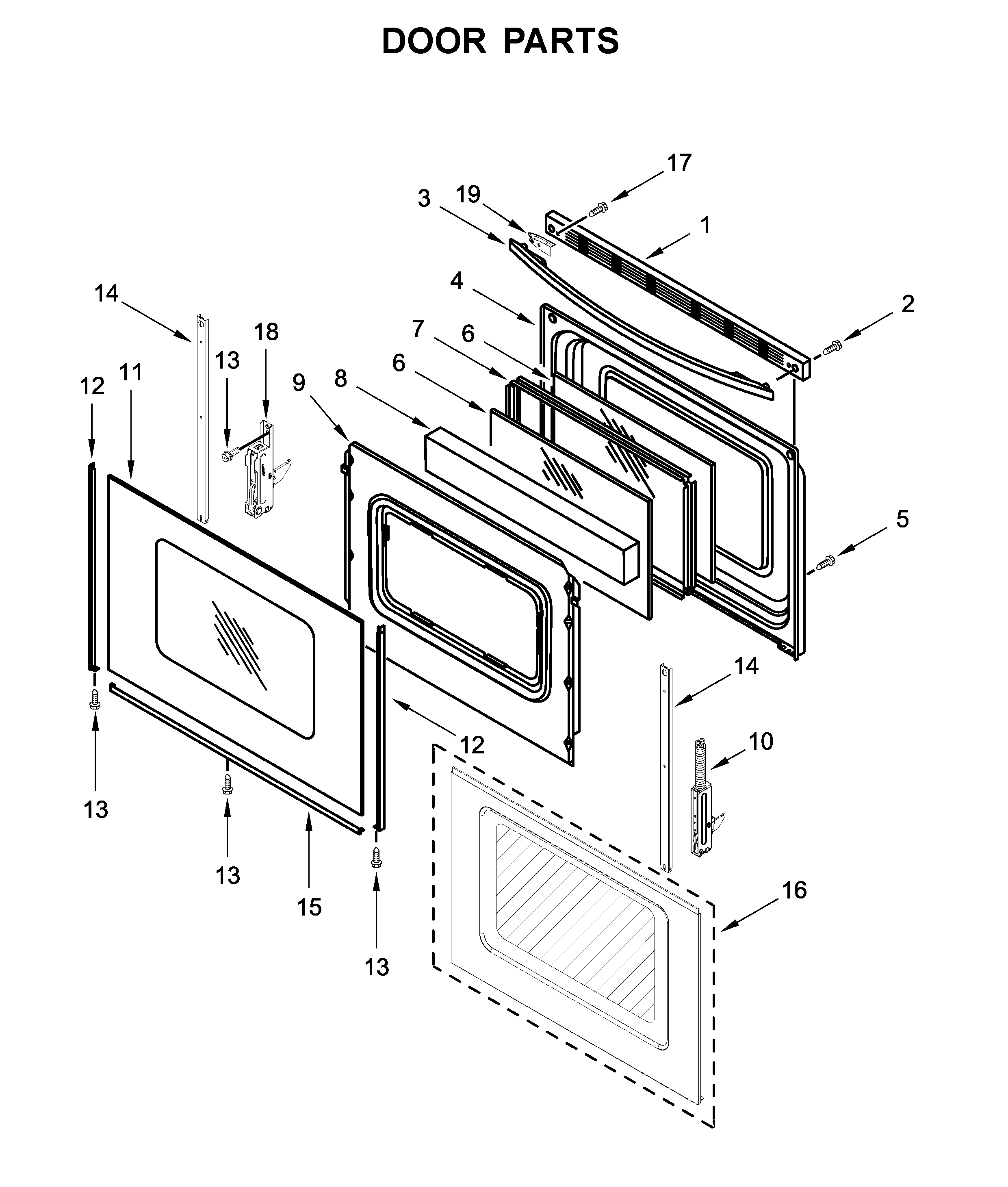 Whirlpool WFG515S0ES1 door parts diagram