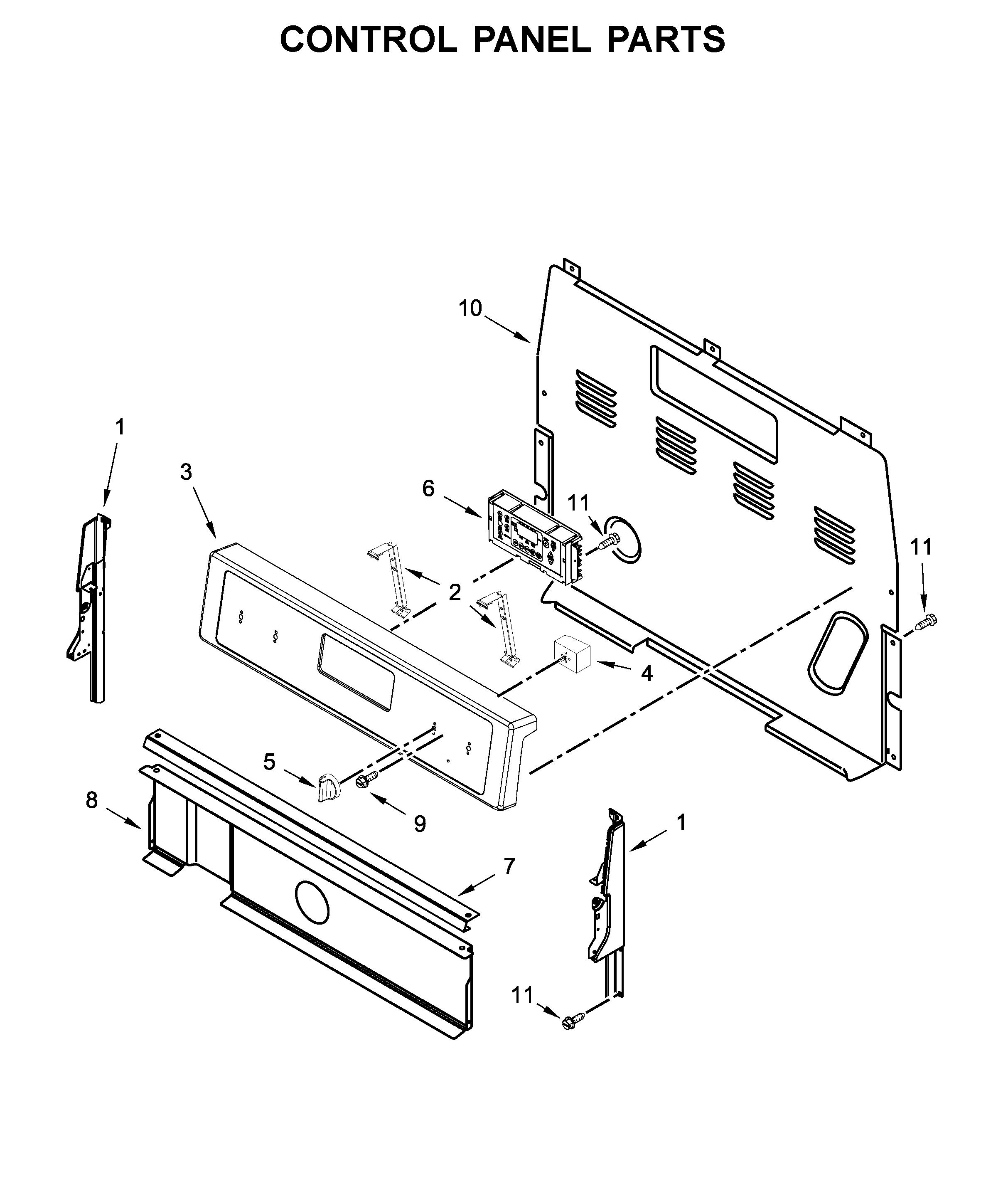 Whirlpool YWFE510S0HW0 control panel parts diagram