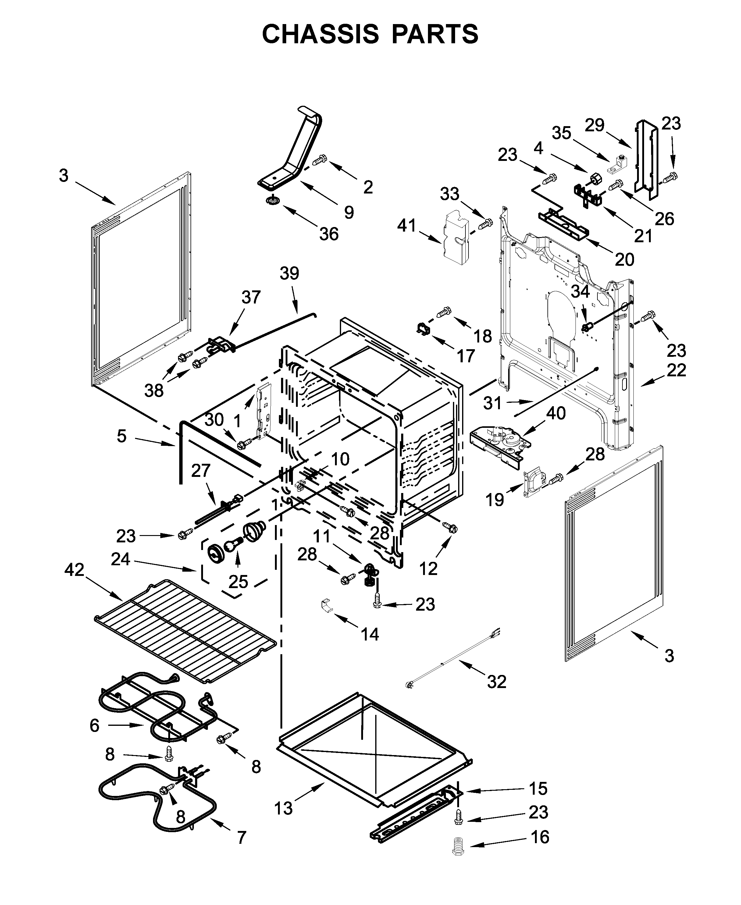 Whirlpool YWFE510S0HW0 chassis parts diagram