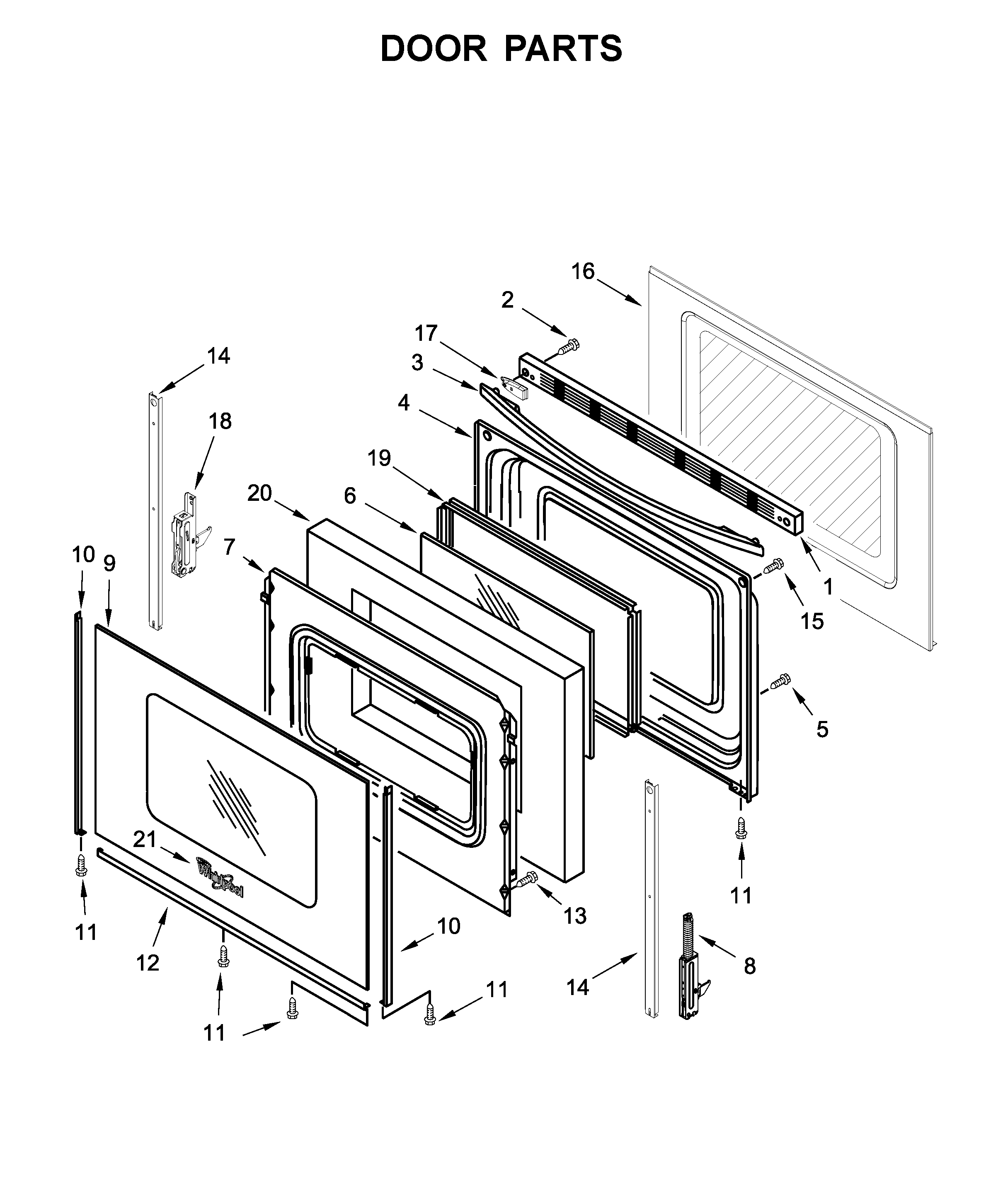 Whirlpool YWFE510S0HW0 door parts diagram