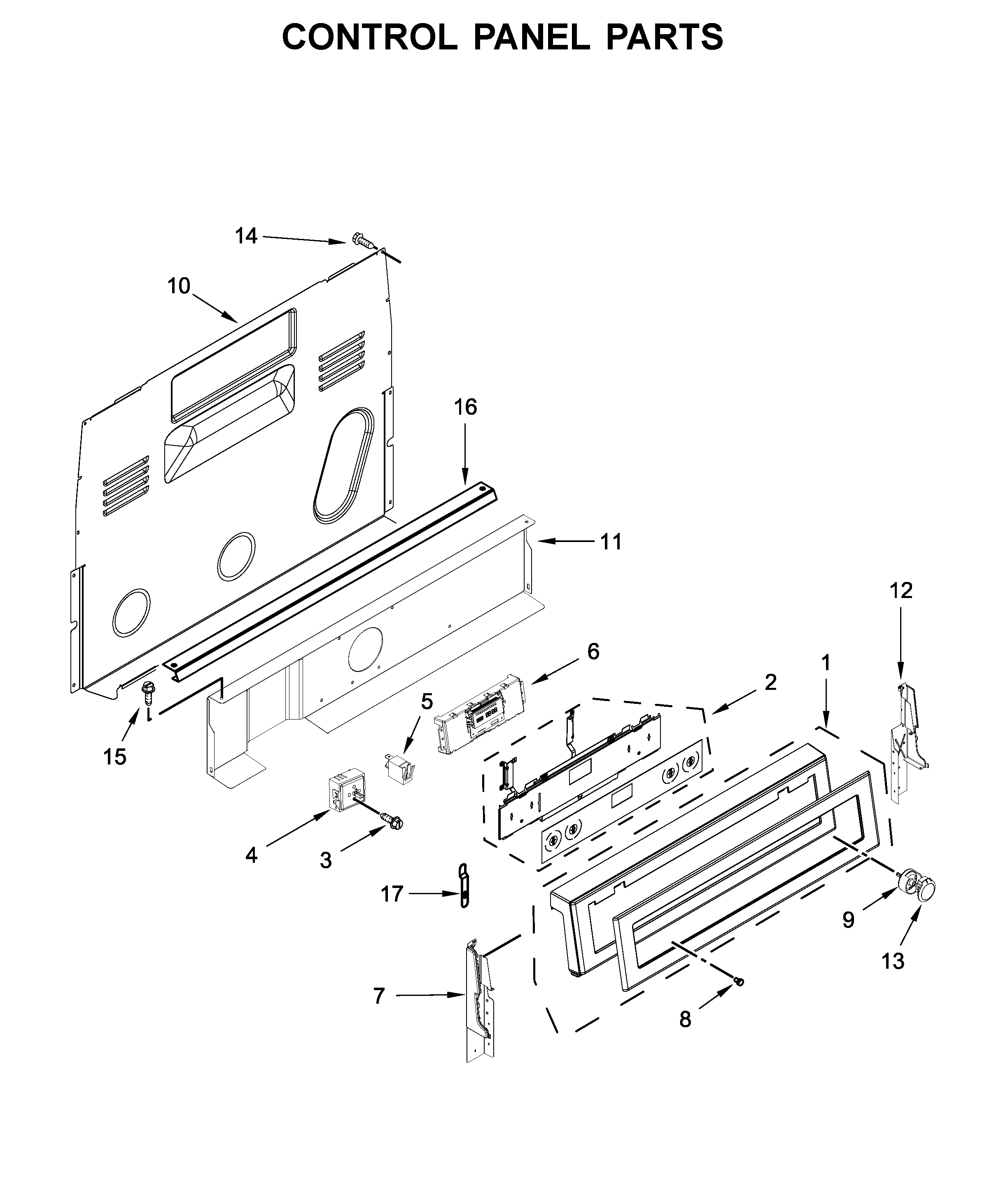 KitchenAid KFEG500ESS3 control panel parts diagram