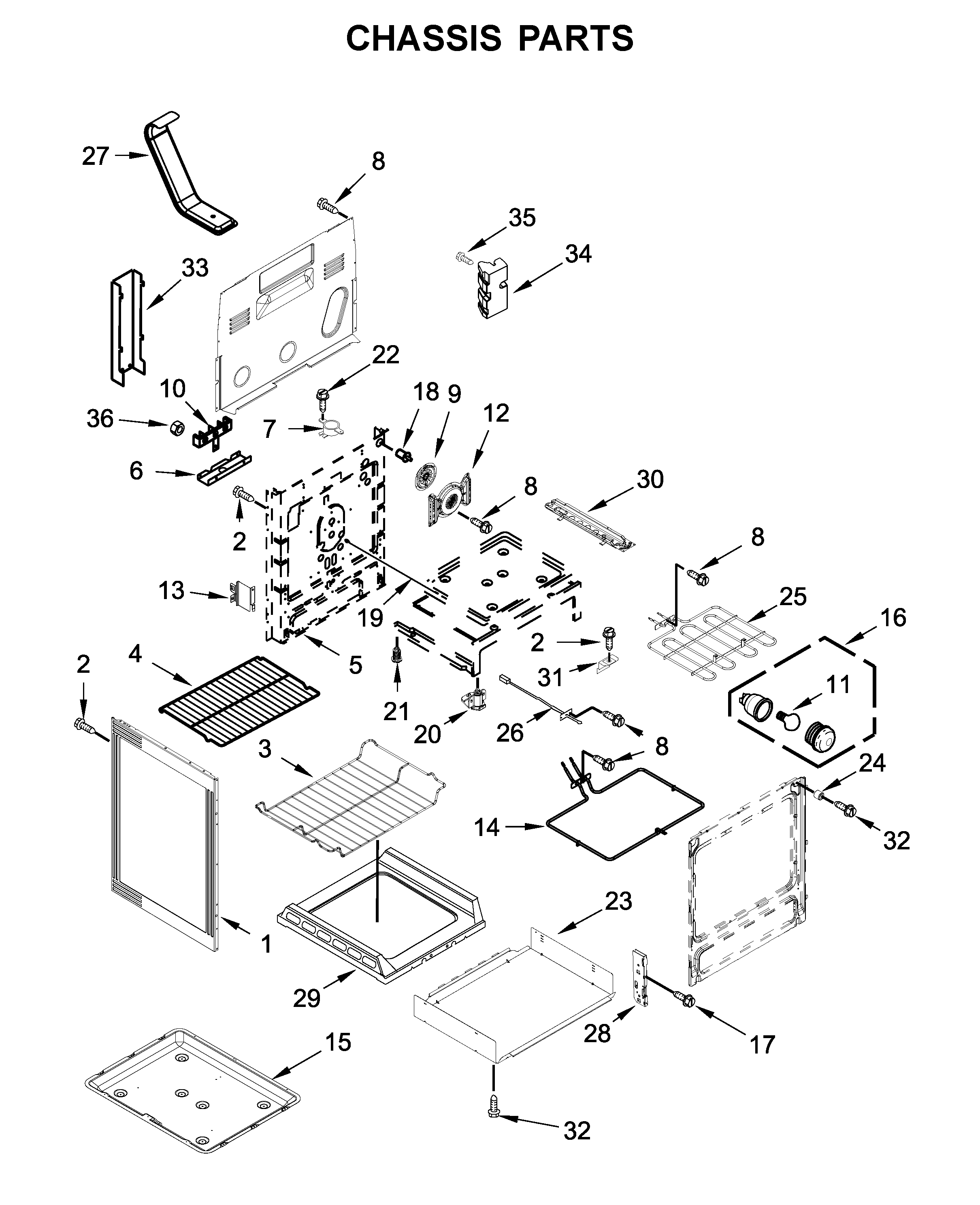 KitchenAid KFEG500ESS3 chassis parts diagram