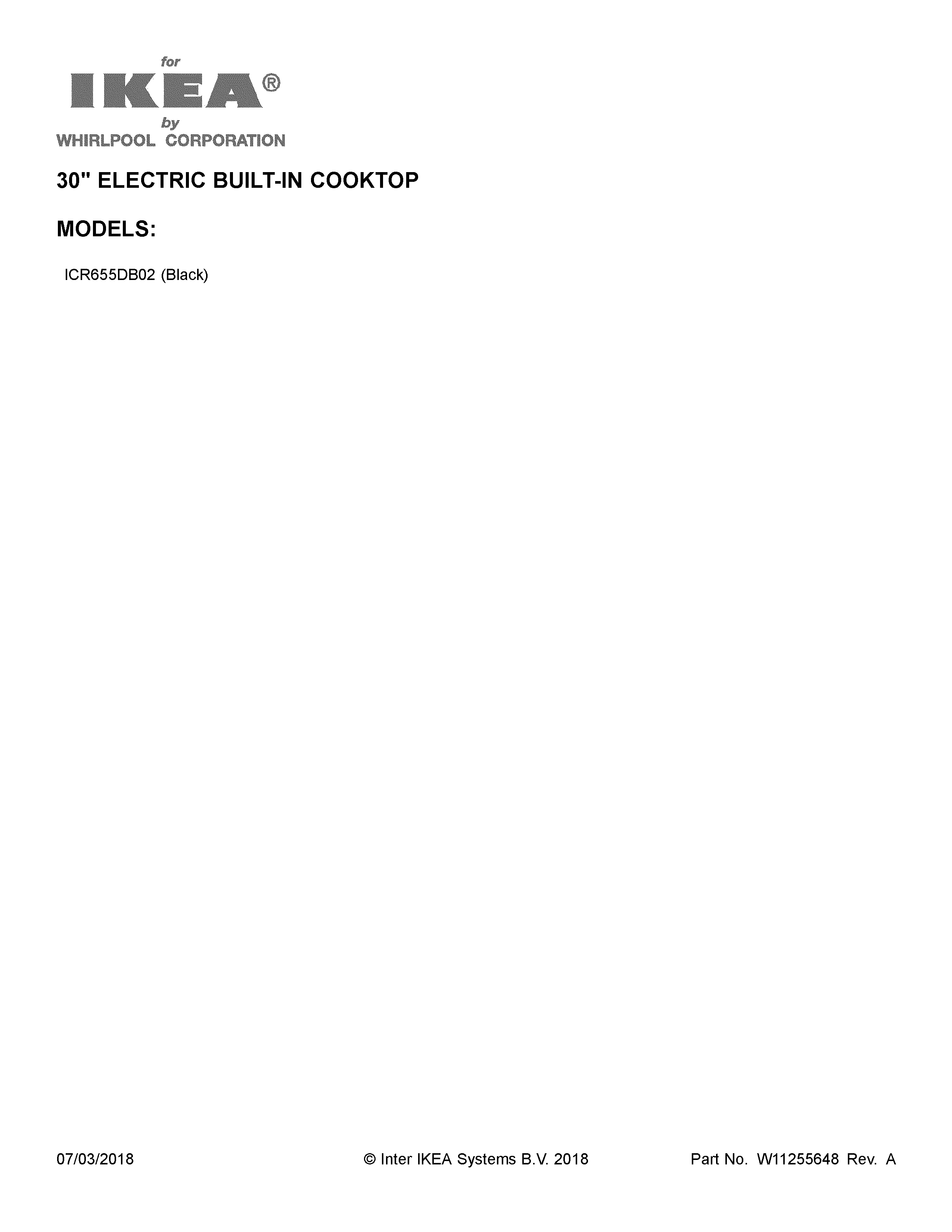 Ikea ICR655DB02 cover sheet diagram