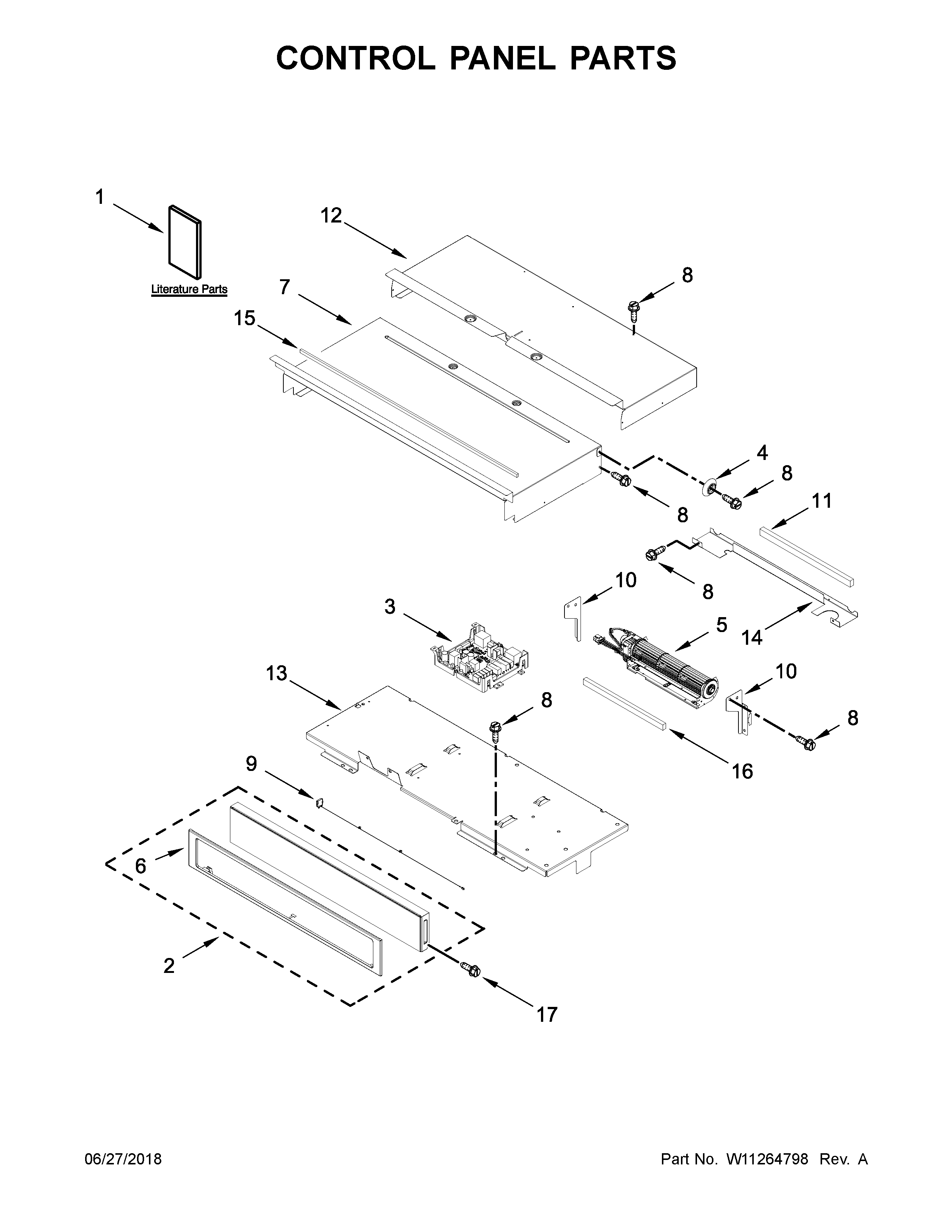 Whirlpool WOS51EC0HW01 control panel parts diagram