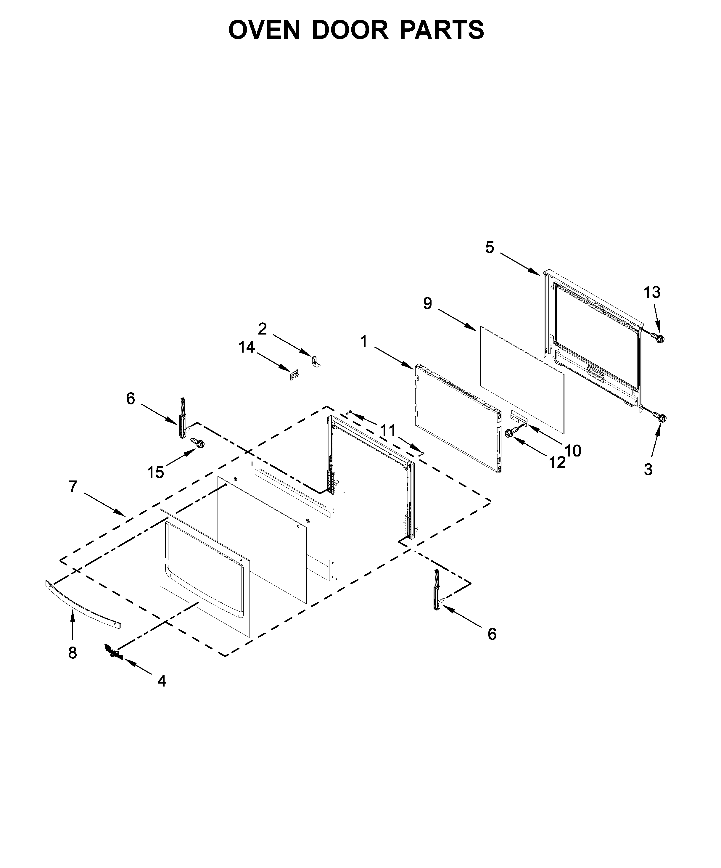 Whirlpool WOS51EC0HW01 oven door parts diagram