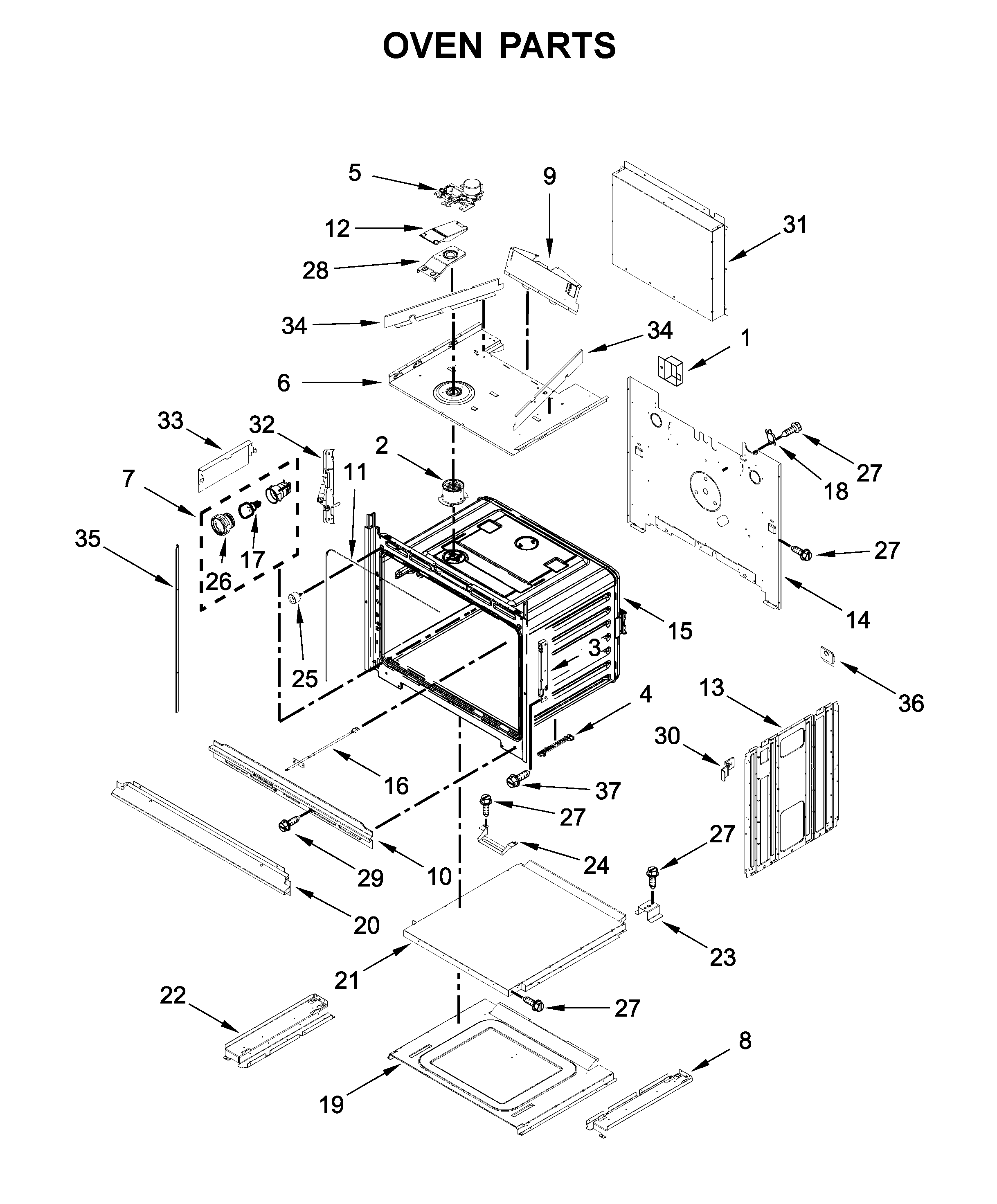 Whirlpool WOC75EC0HW01 oven parts diagram