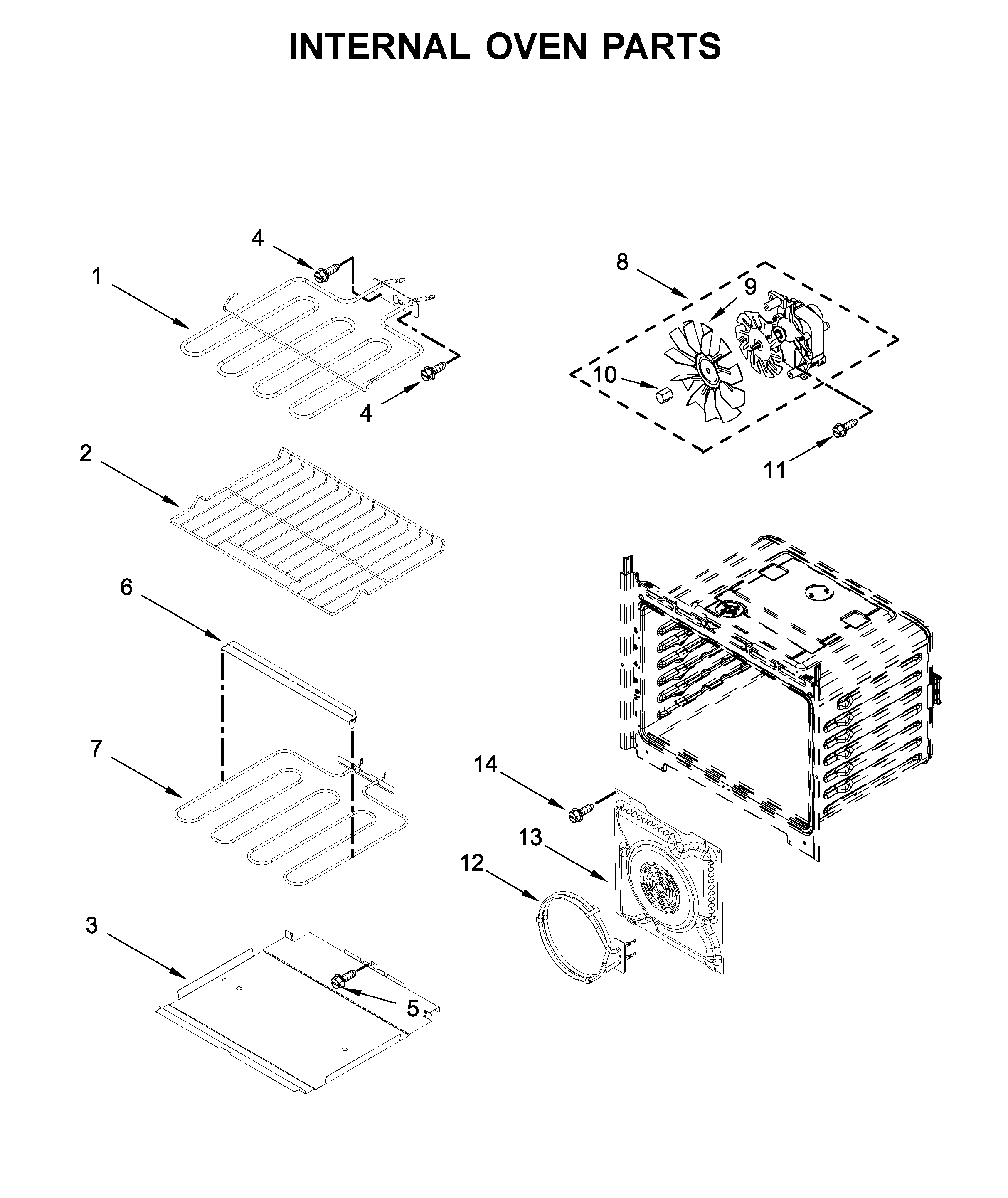 Whirlpool WOC75EC0HW01 internal oven parts diagram