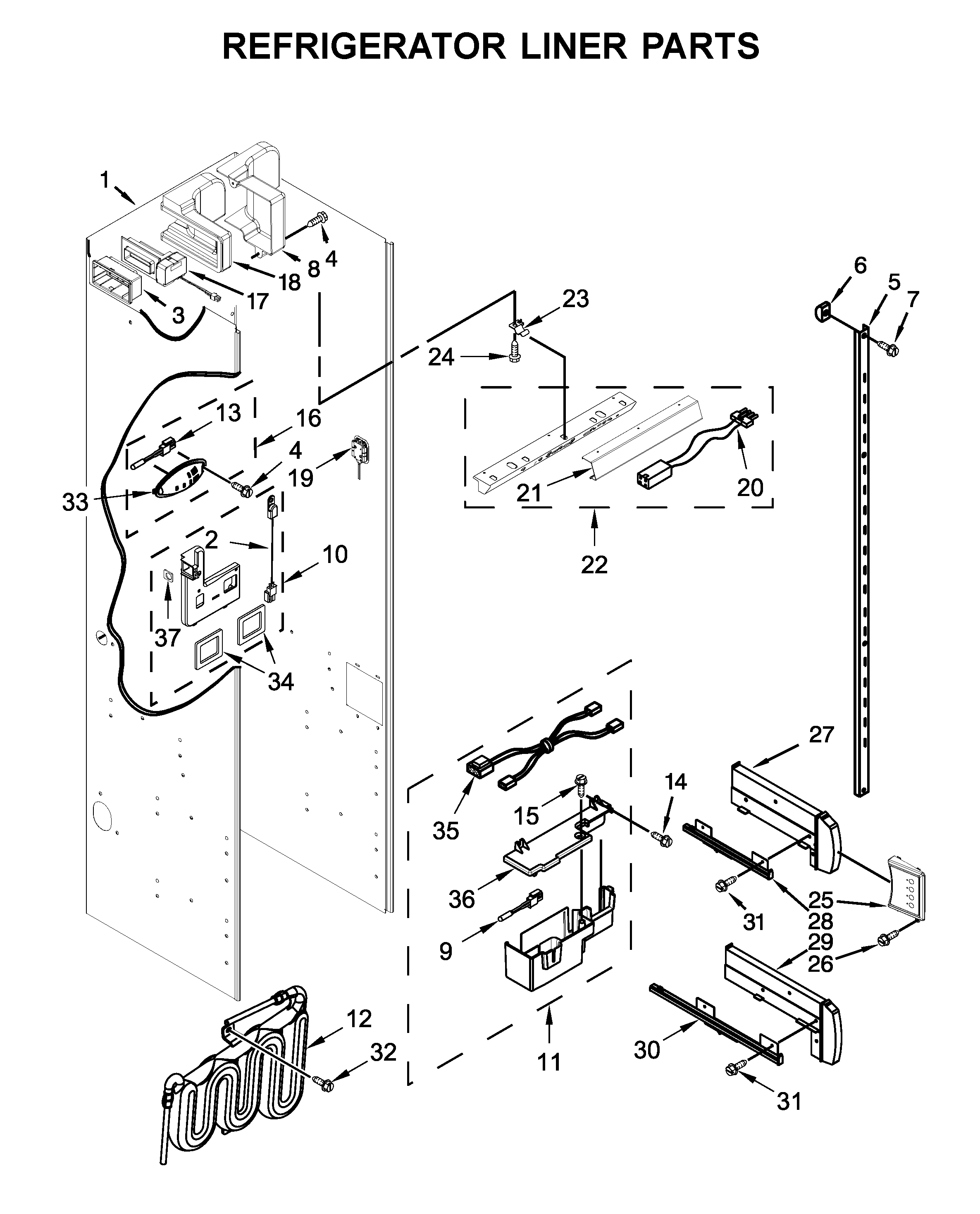 Jenn-Air JS42SSDUDE00 refrigerator liner parts diagram
