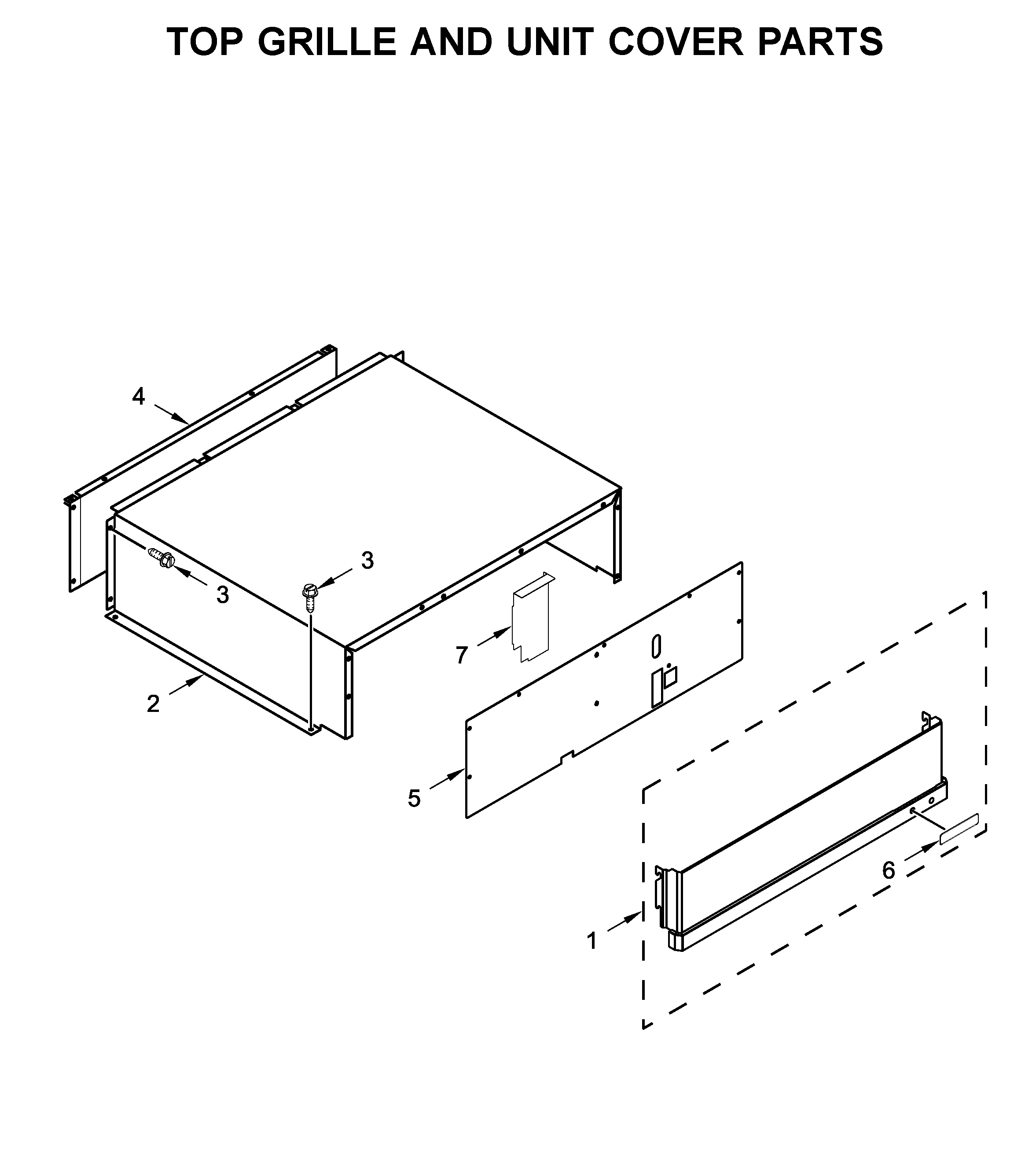 Jenn-Air JS42SSDUDE00 top grille and unit cover parts diagram