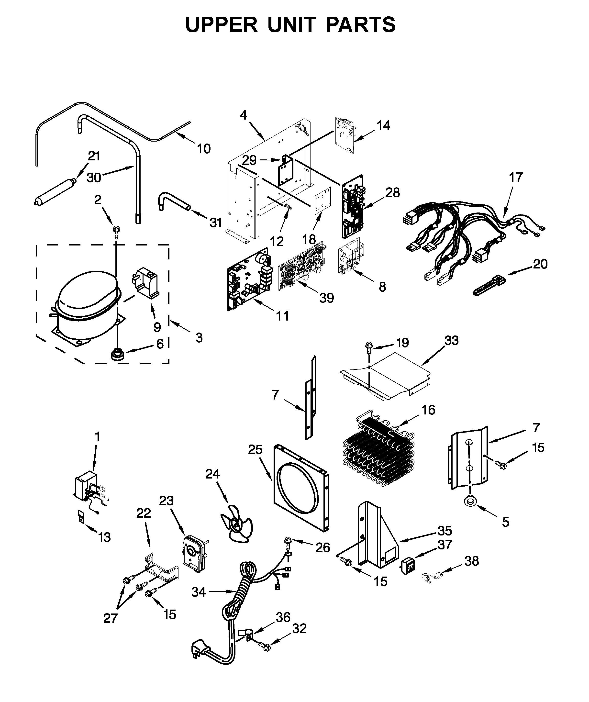 Jenn-Air JS42SSDUDE00 upper unit parts diagram