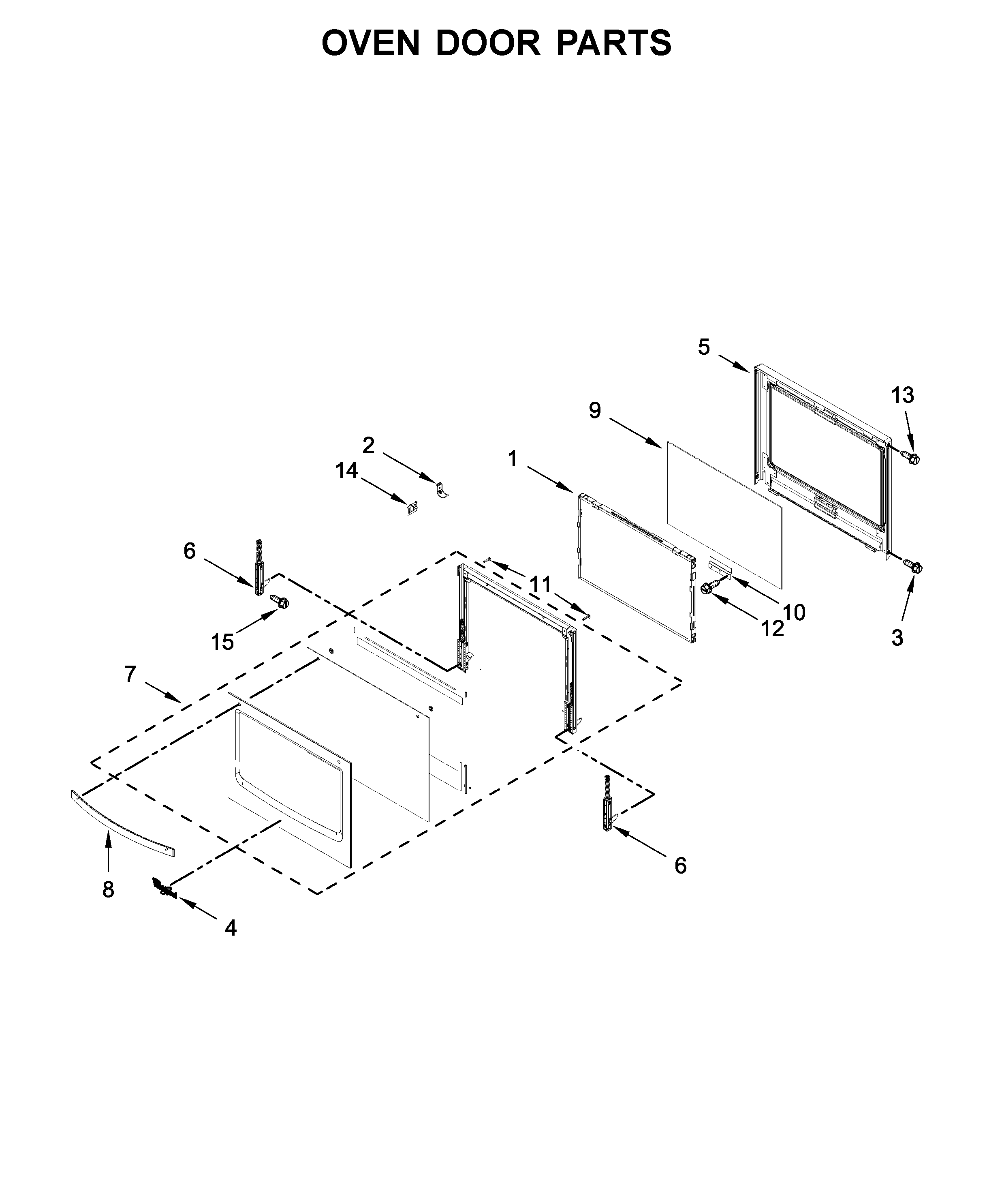 Whirlpool WOS51EC7HB01 oven door parts diagram