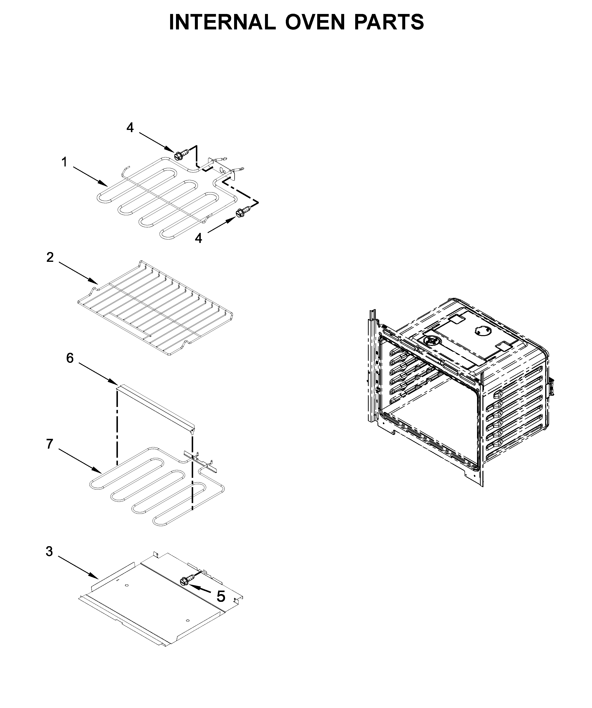 Whirlpool WOS51EC7HB01 internal oven parts diagram