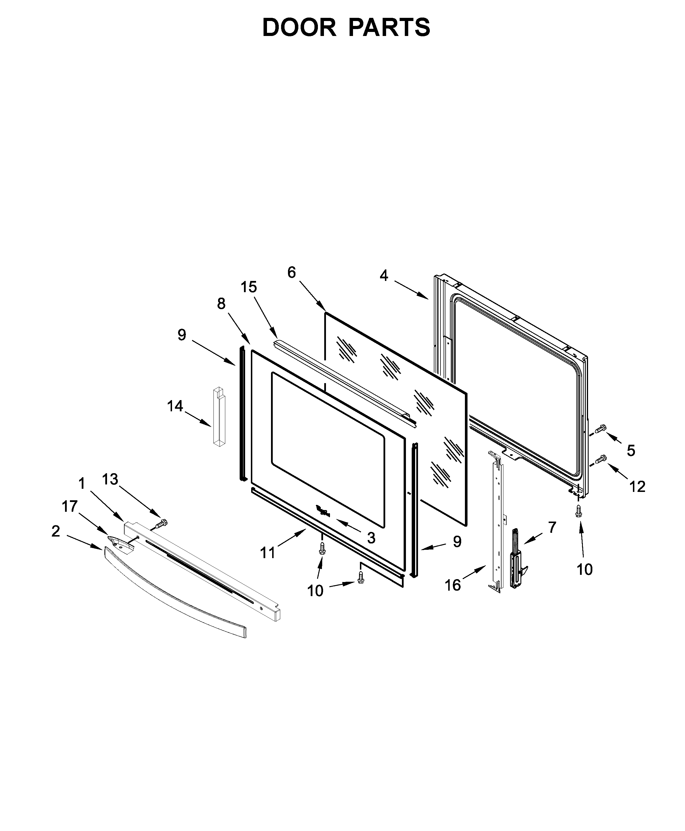 Whirlpool WEE750H0HB1 door parts diagram
