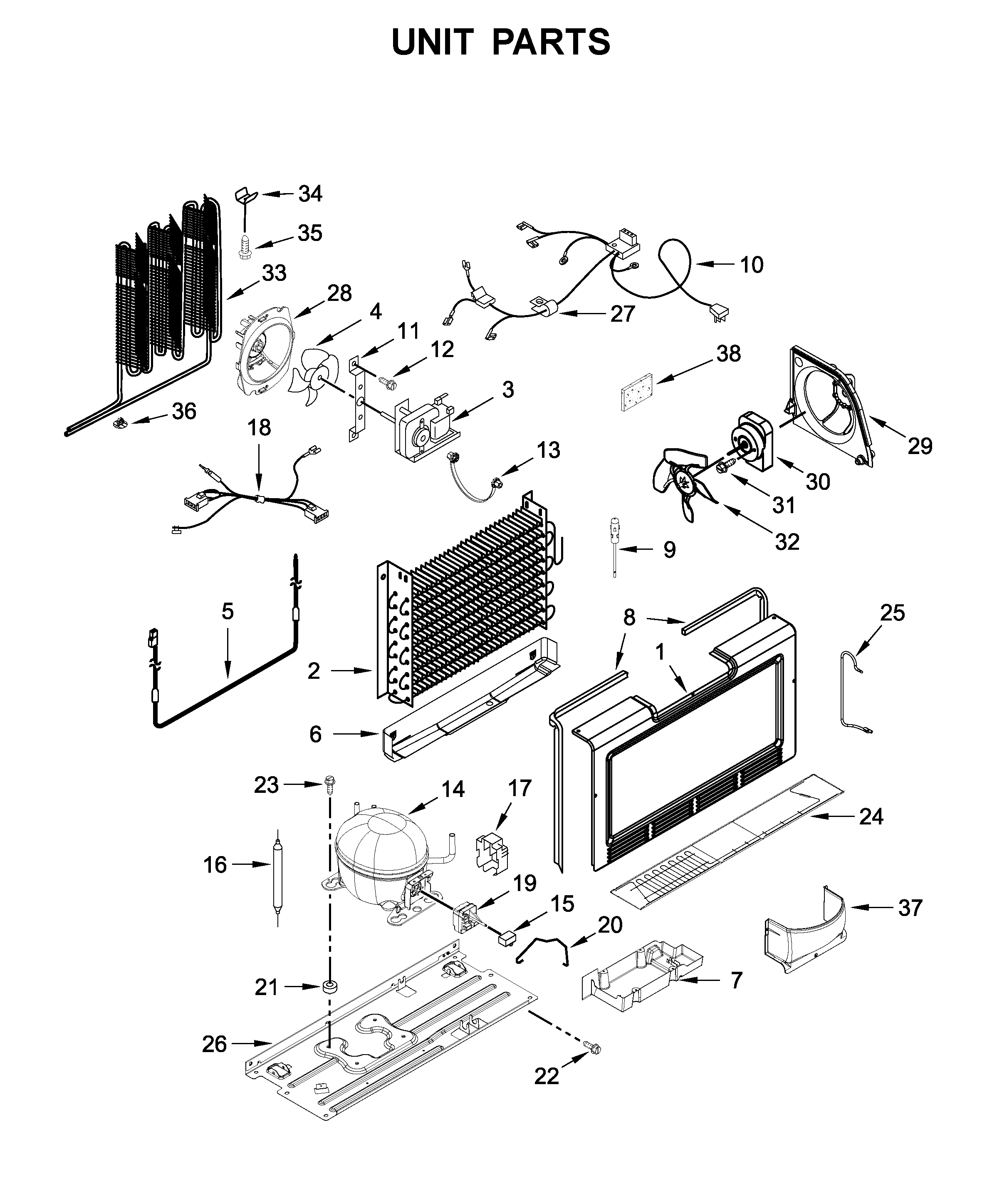 Whirlpool WSZ57L18DM03 unit parts diagram