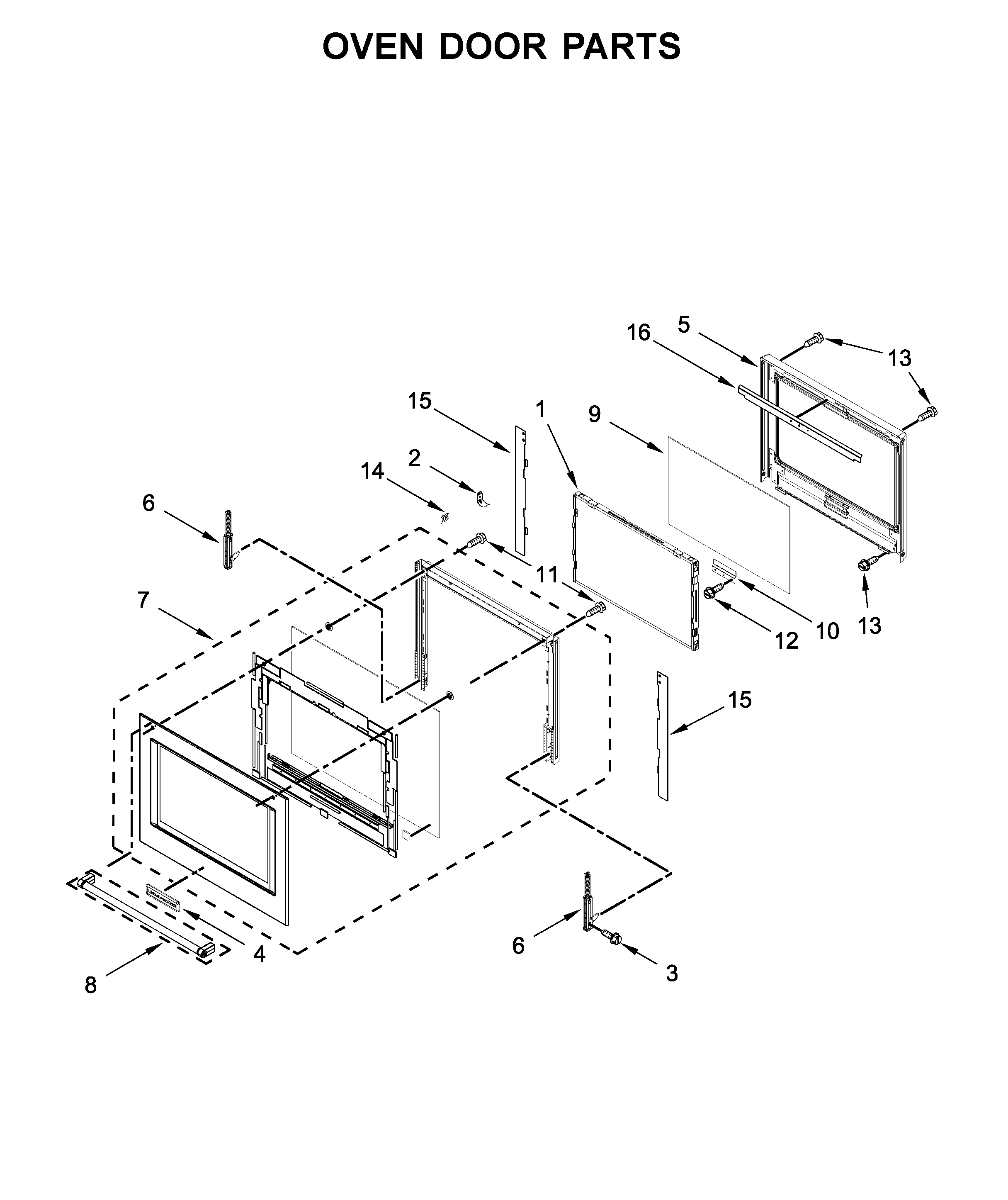 KitchenAid KOSE507ESS04 oven door parts diagram