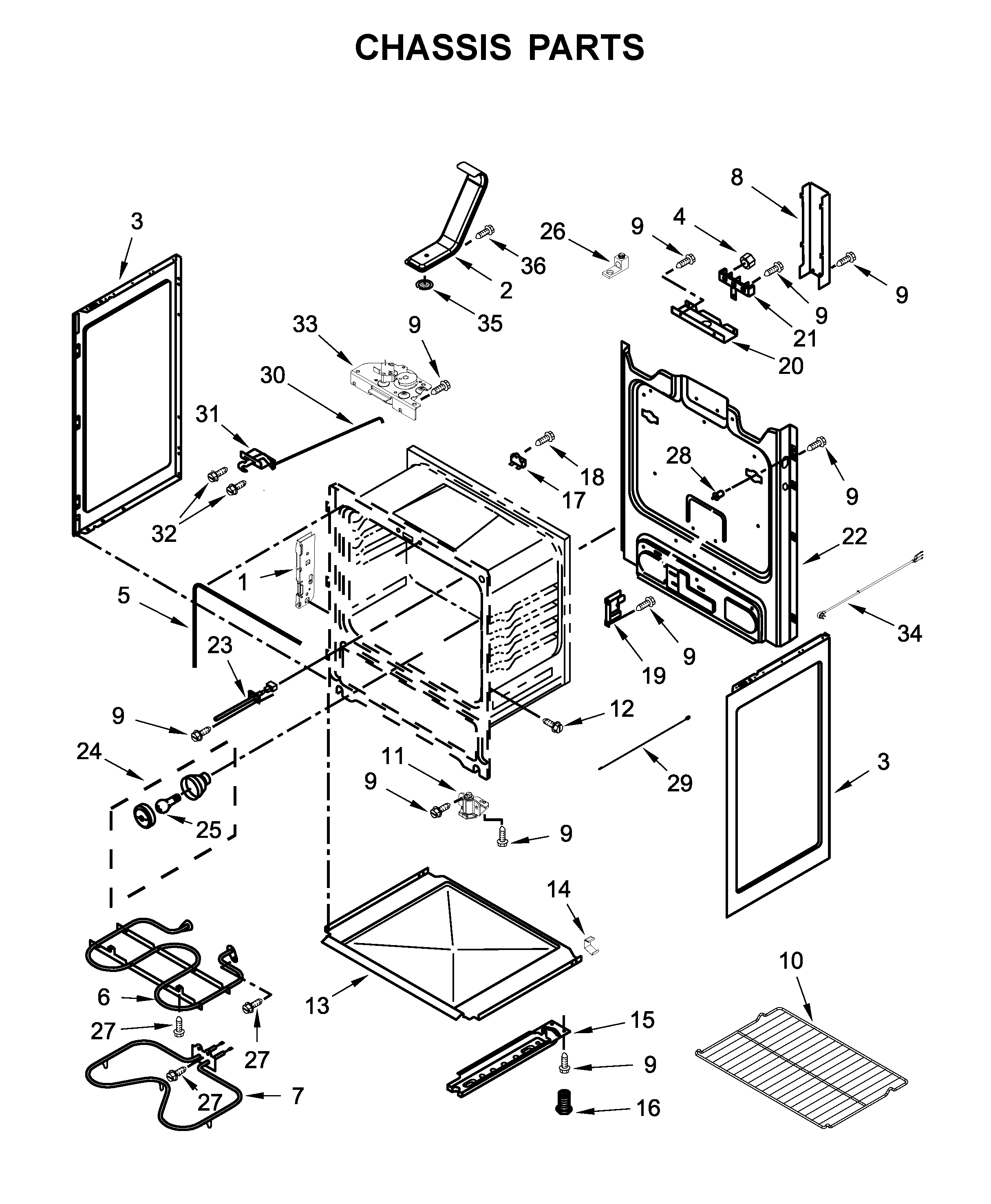 Amana YAER6603SFB0 chassis parts diagram