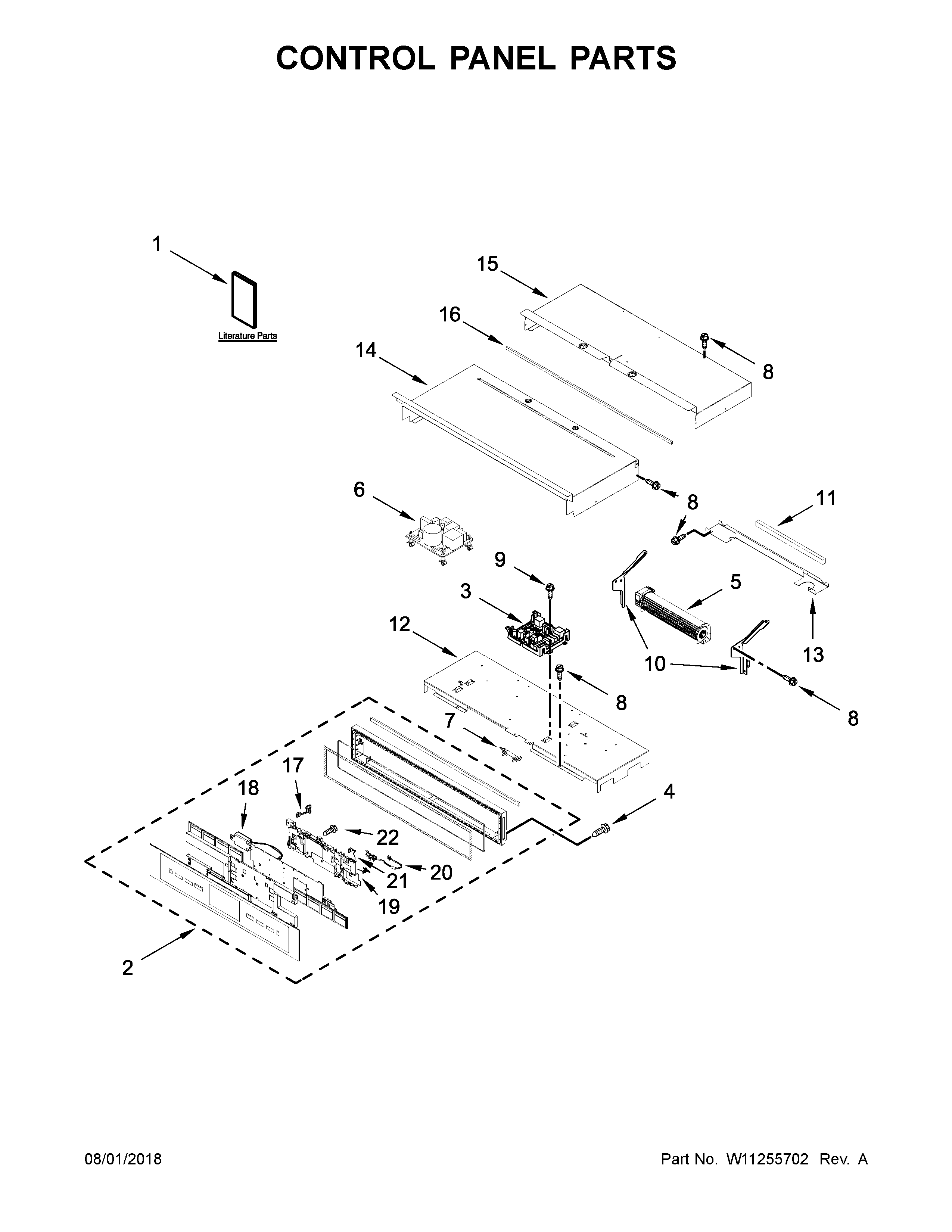 Jenn-Air JJW2427DB03 control panel parts diagram