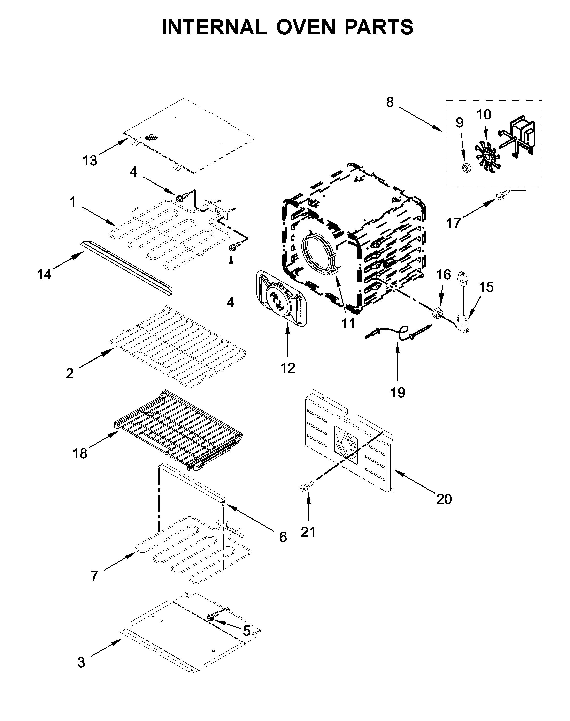 Jenn-Air JJW2427DB03 internal oven parts diagram