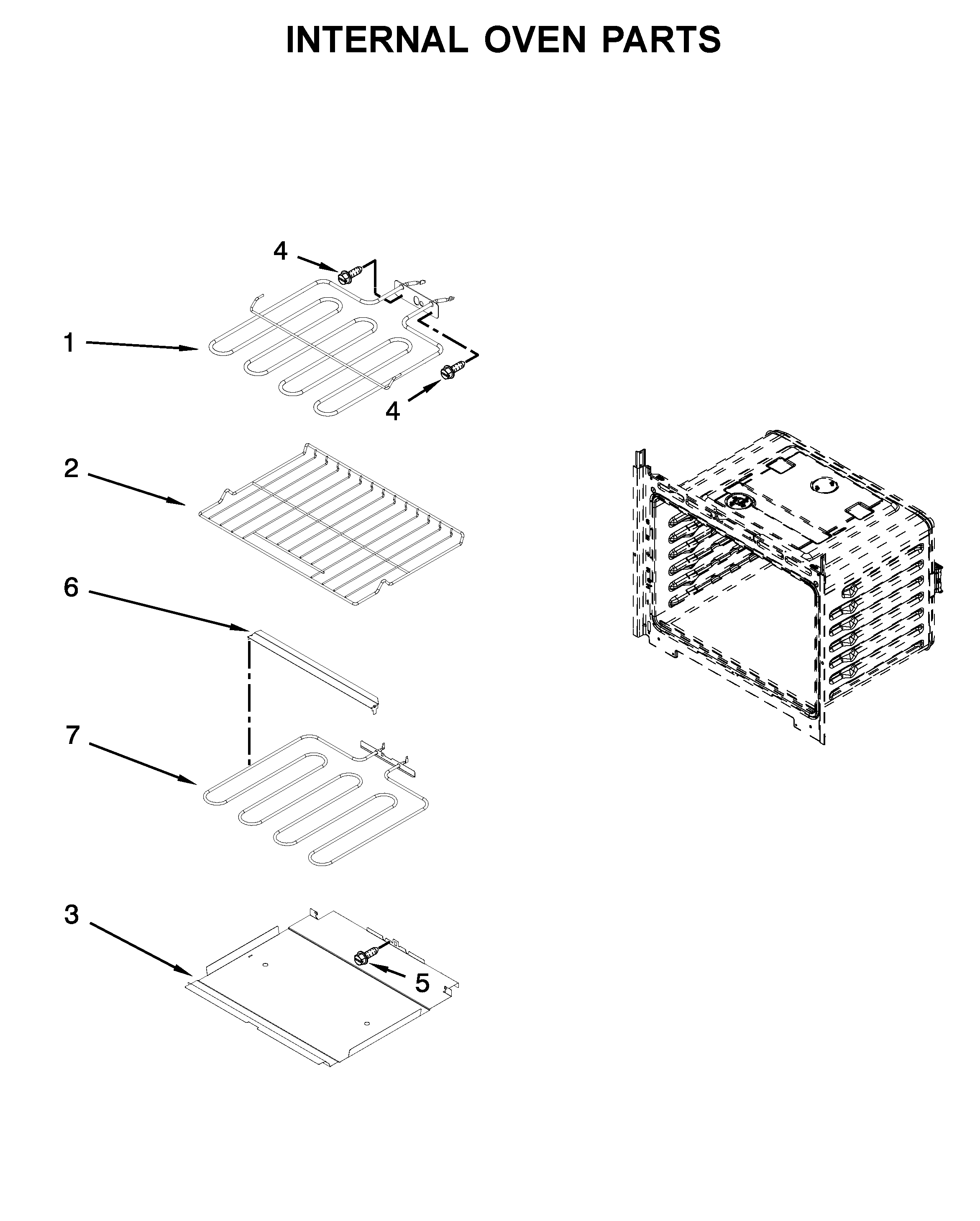 Whirlpool WOD51EC0AB05 internal oven parts diagram
