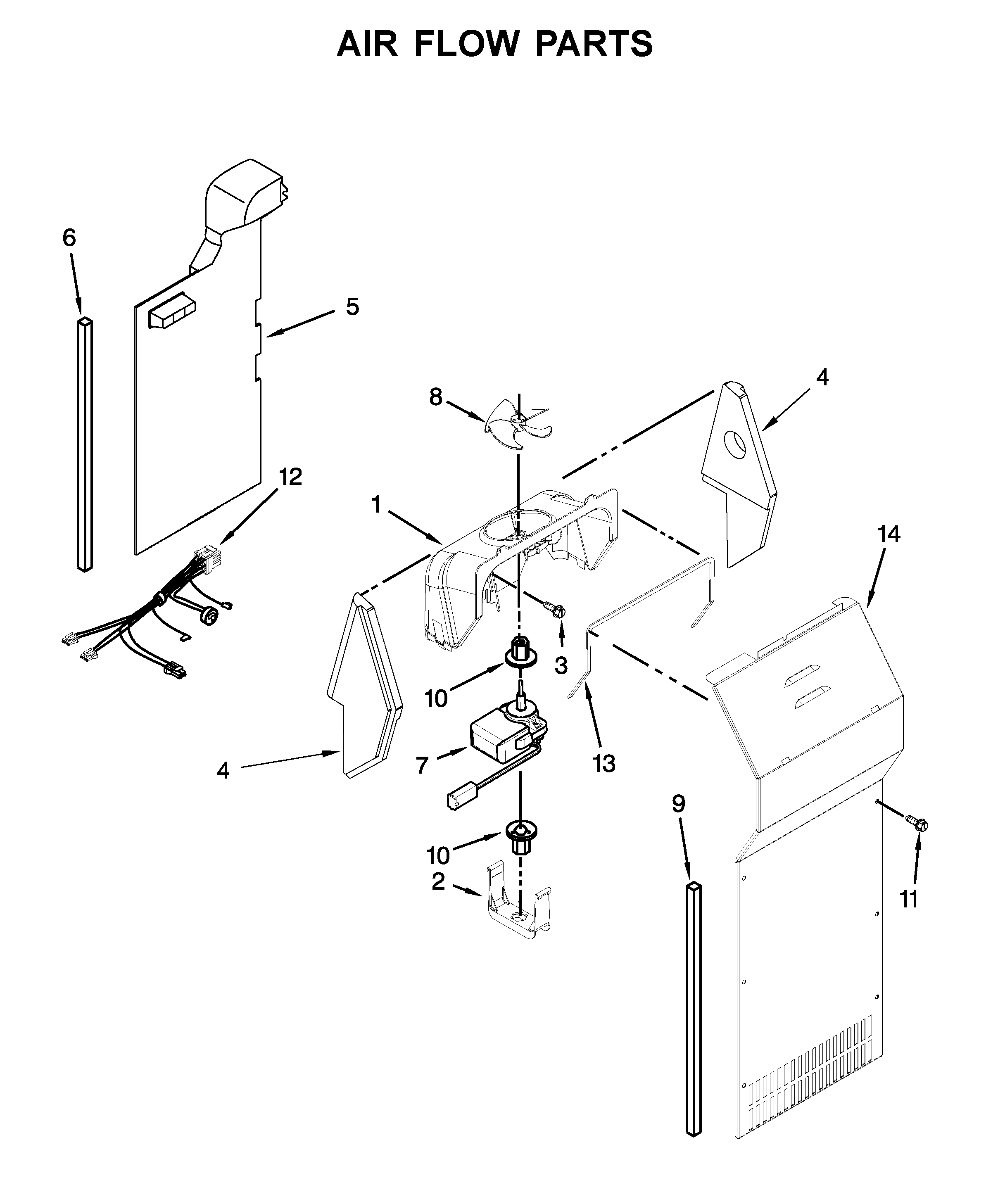 Whirlpool 5WRS25FDFG00 air flow parts diagram