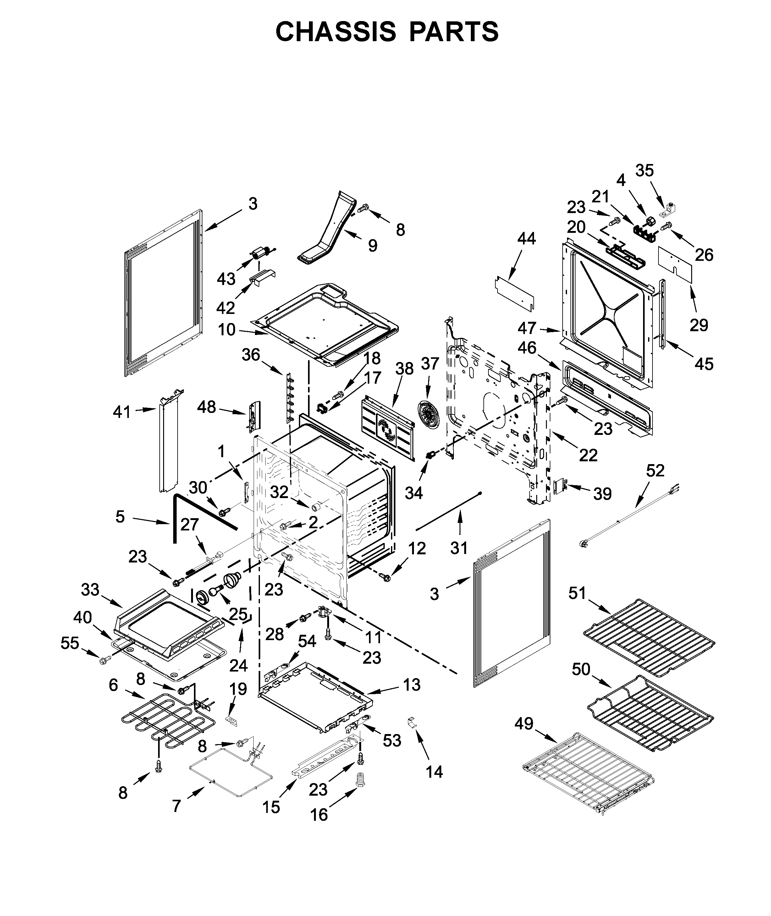Jenn-Air JES1750FS1 chassis parts diagram