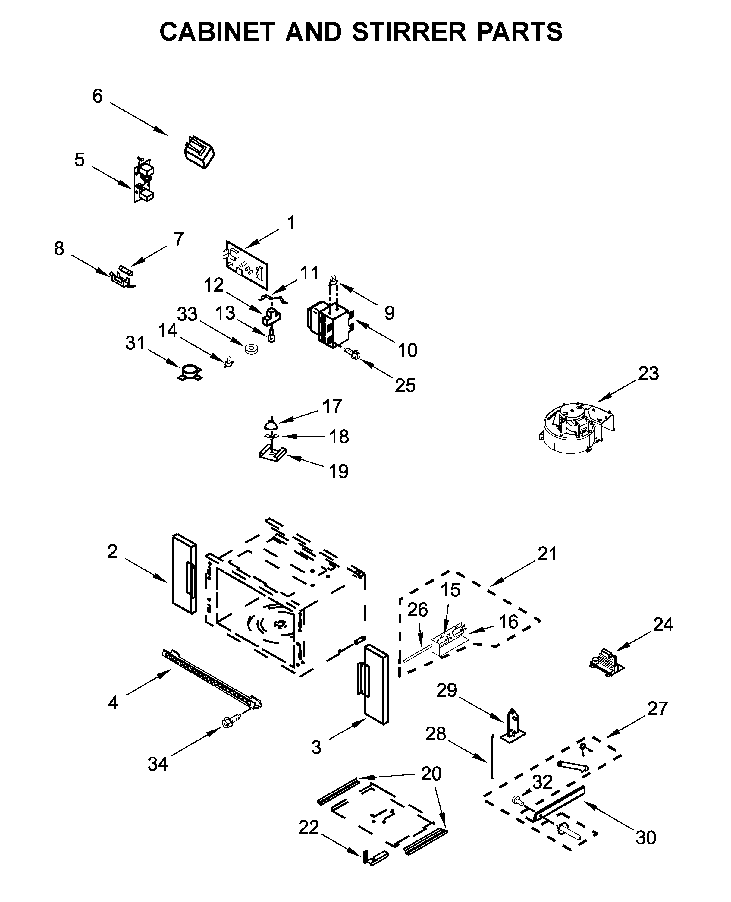 Maytag MMW9730FZ03 cabinet and stirrer parts diagram