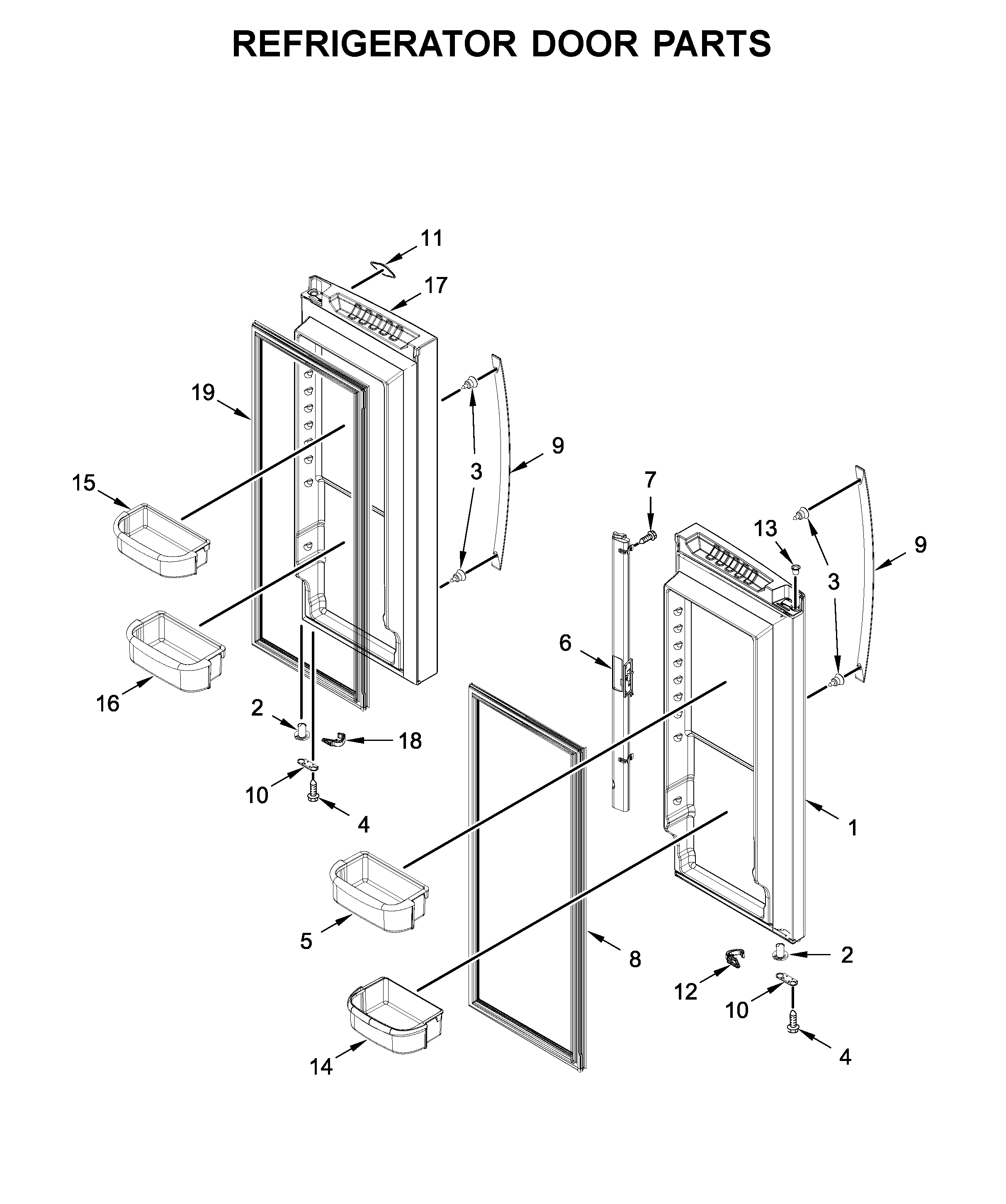 Whirlpool WRF532SNHZ01 refrigerator door parts diagram