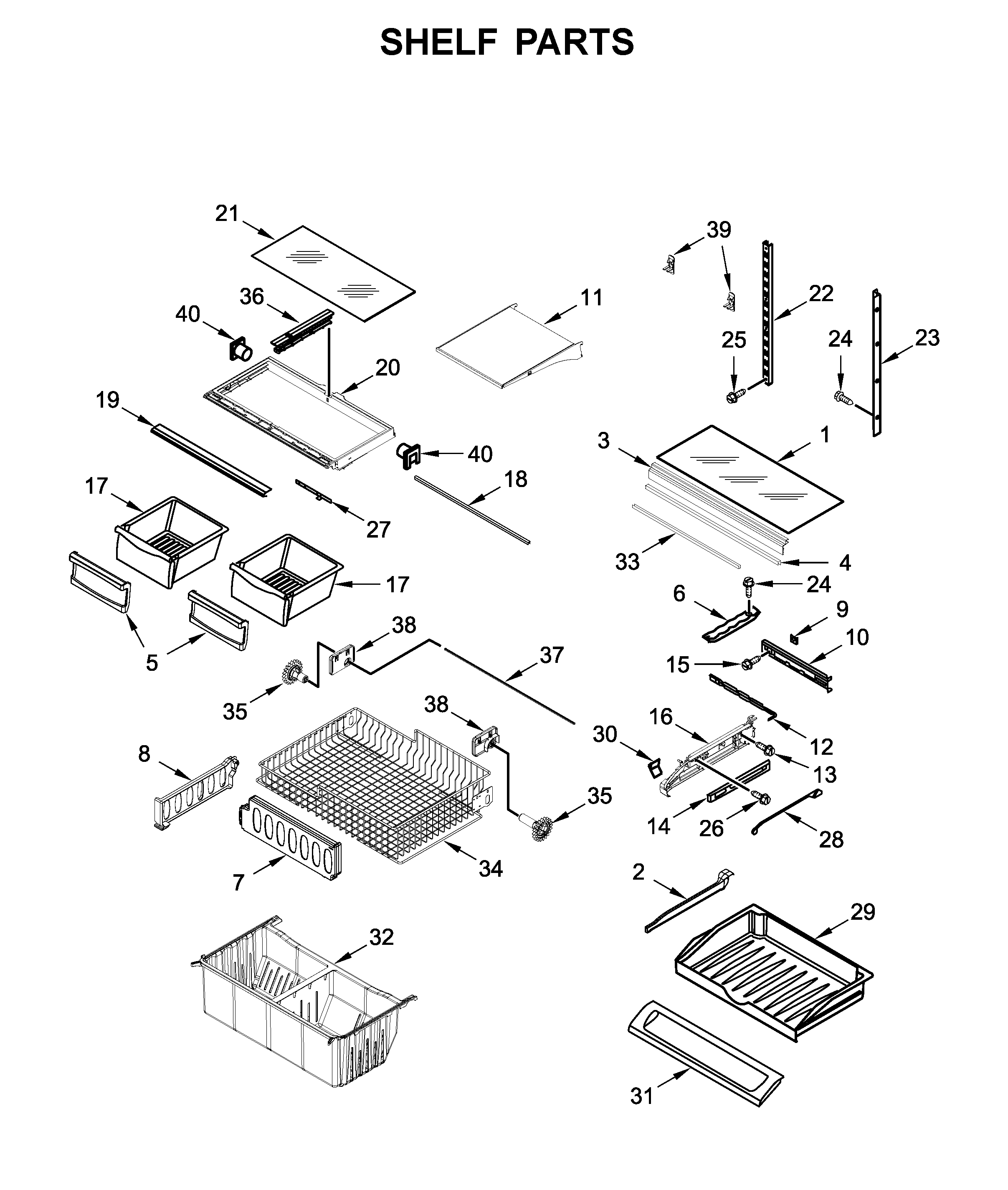Whirlpool WRF532SNHZ01 shelf parts diagram