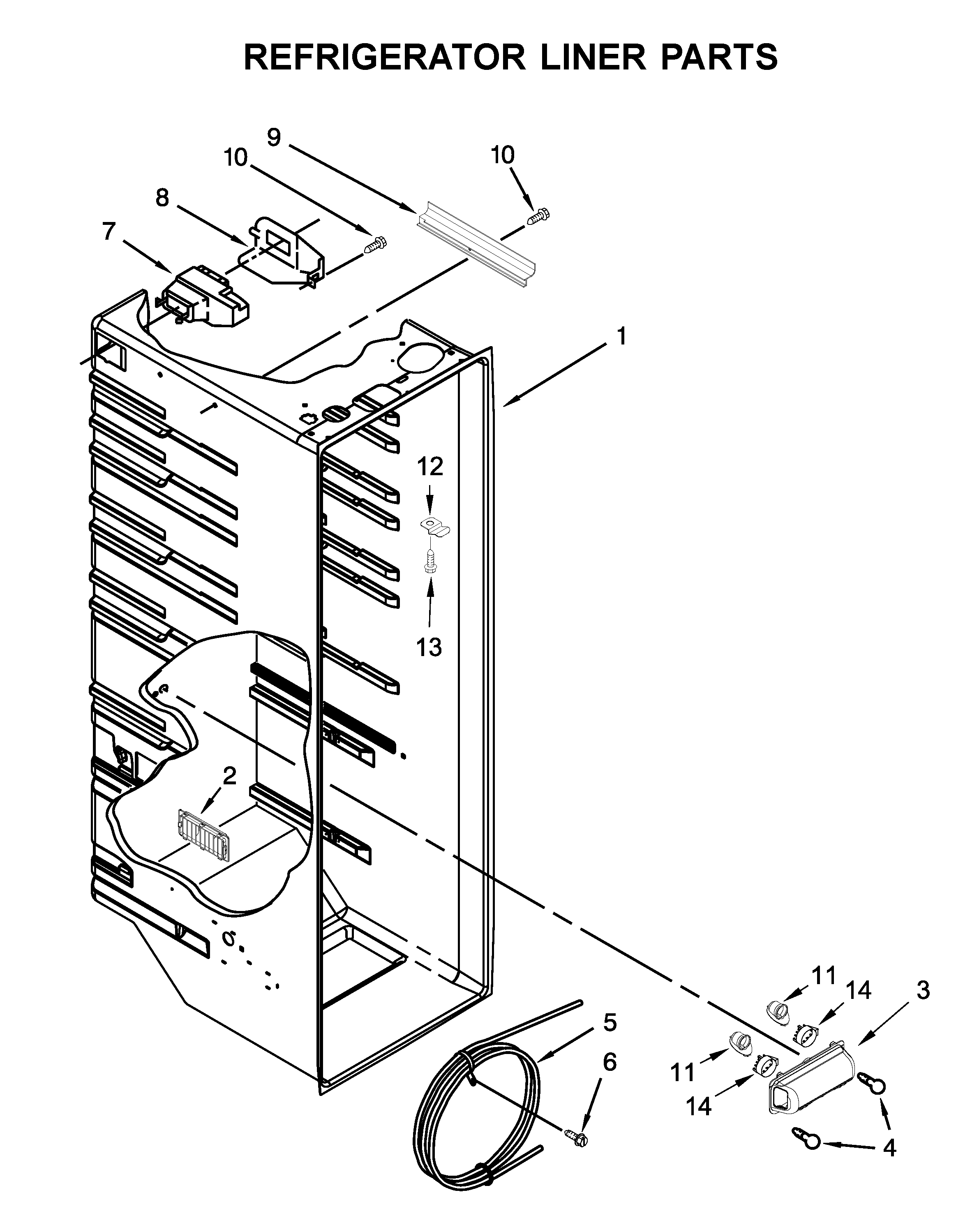 Amana ASI2575FRB00 refrigerator liner parts diagram