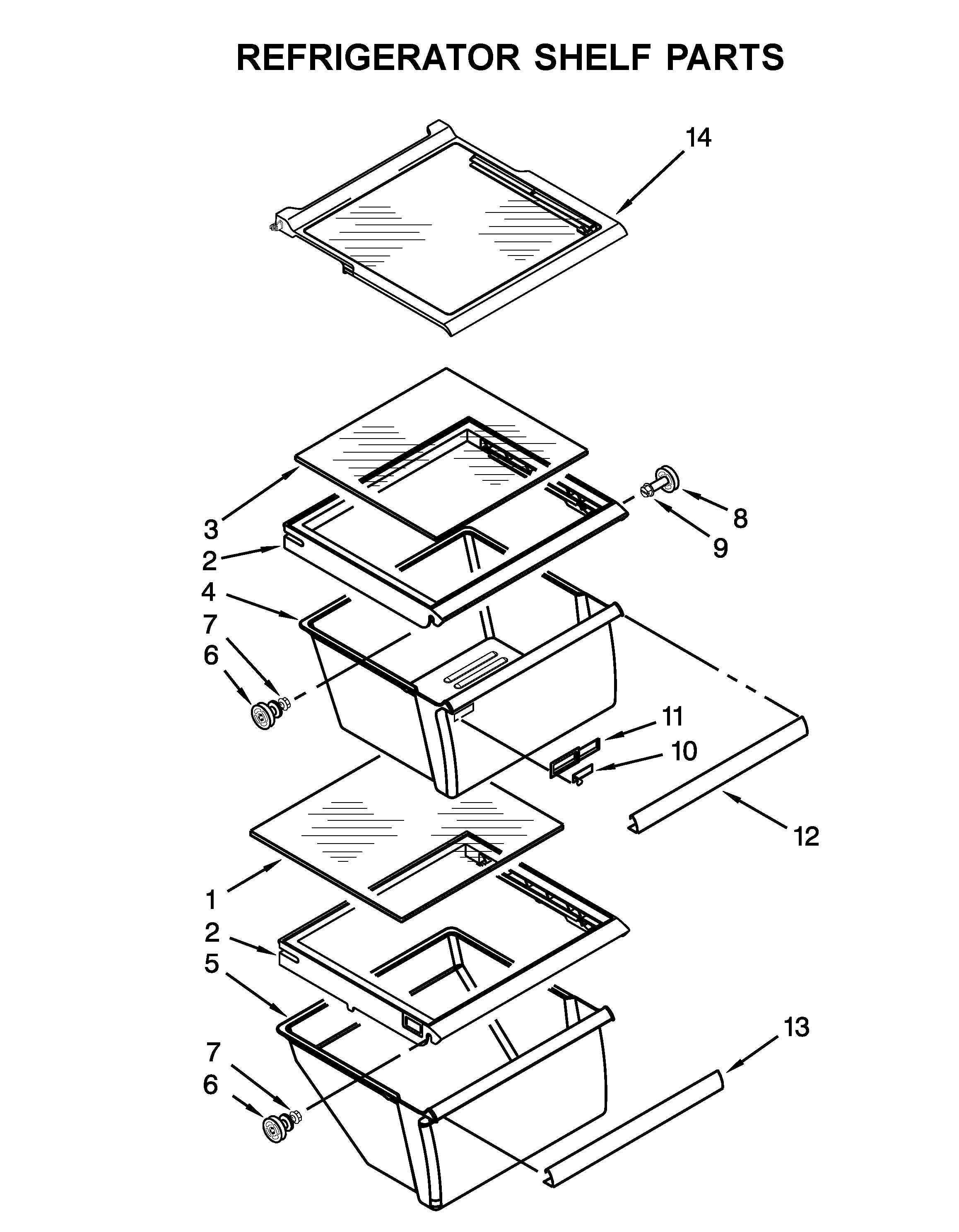 Amana ASI2575FRB00 refrigerator shelf parts diagram