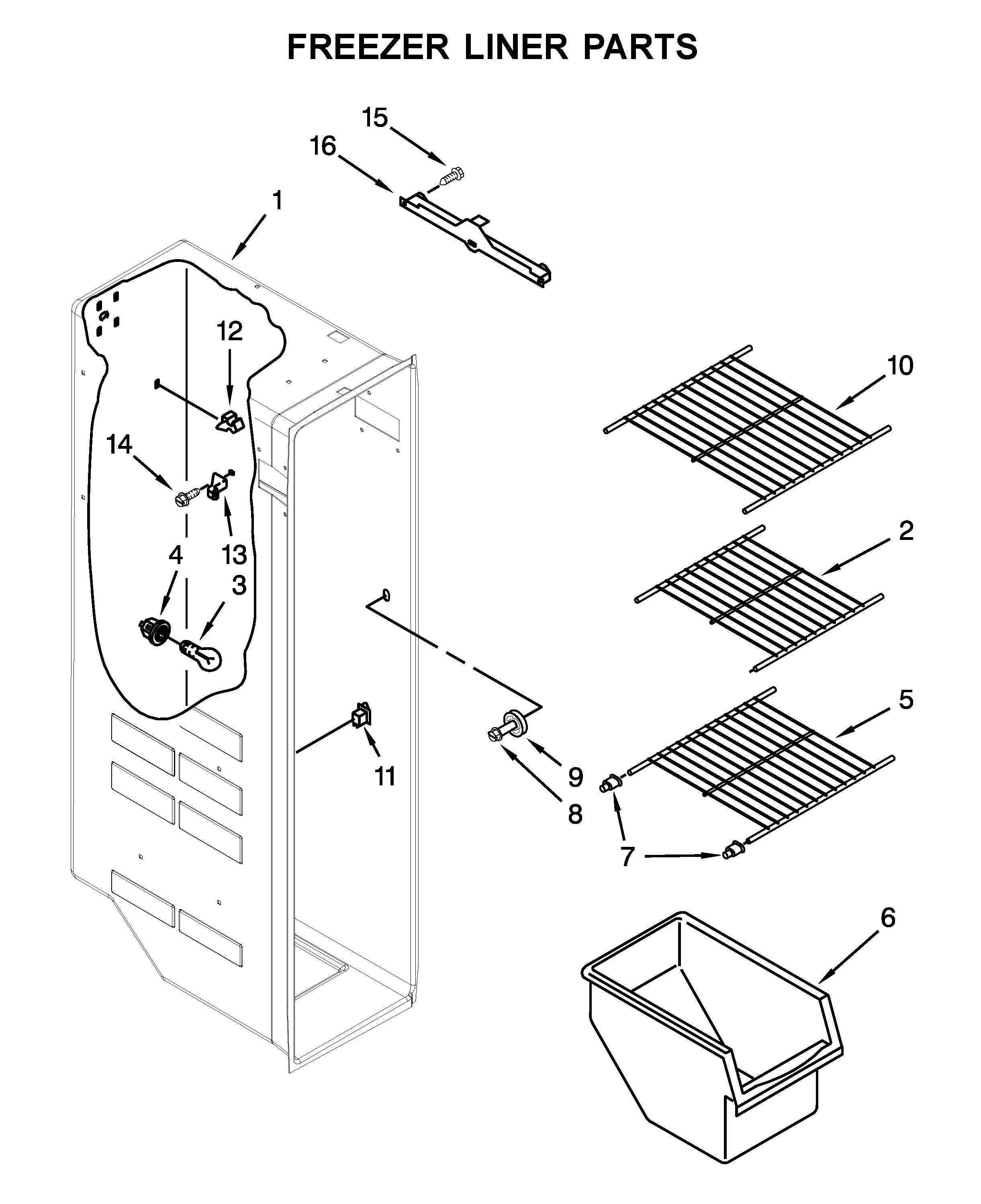 Amana ASI2575FRB00 freezer liner parts diagram