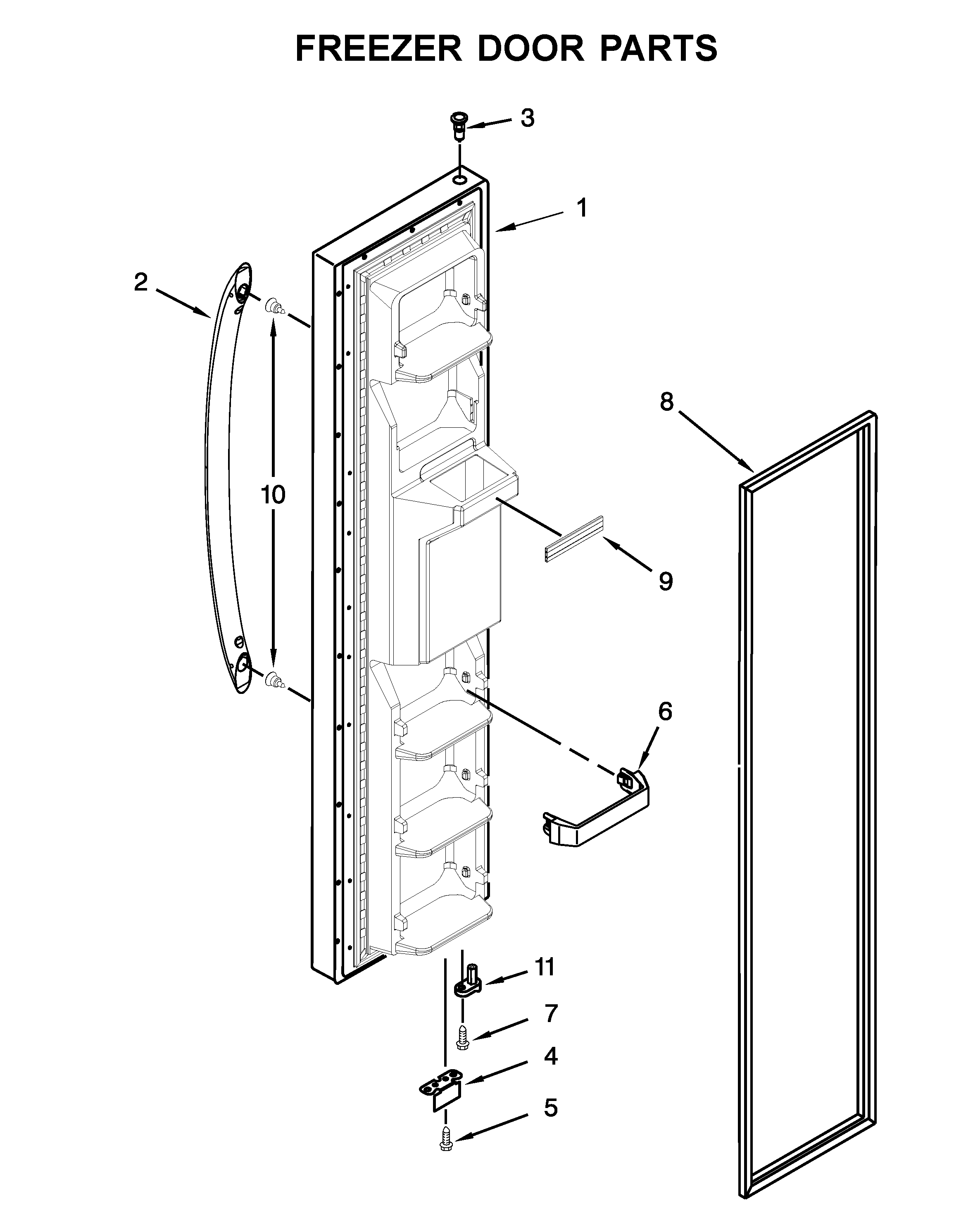 Amana ASI2575FRB00 freezer door parts diagram
