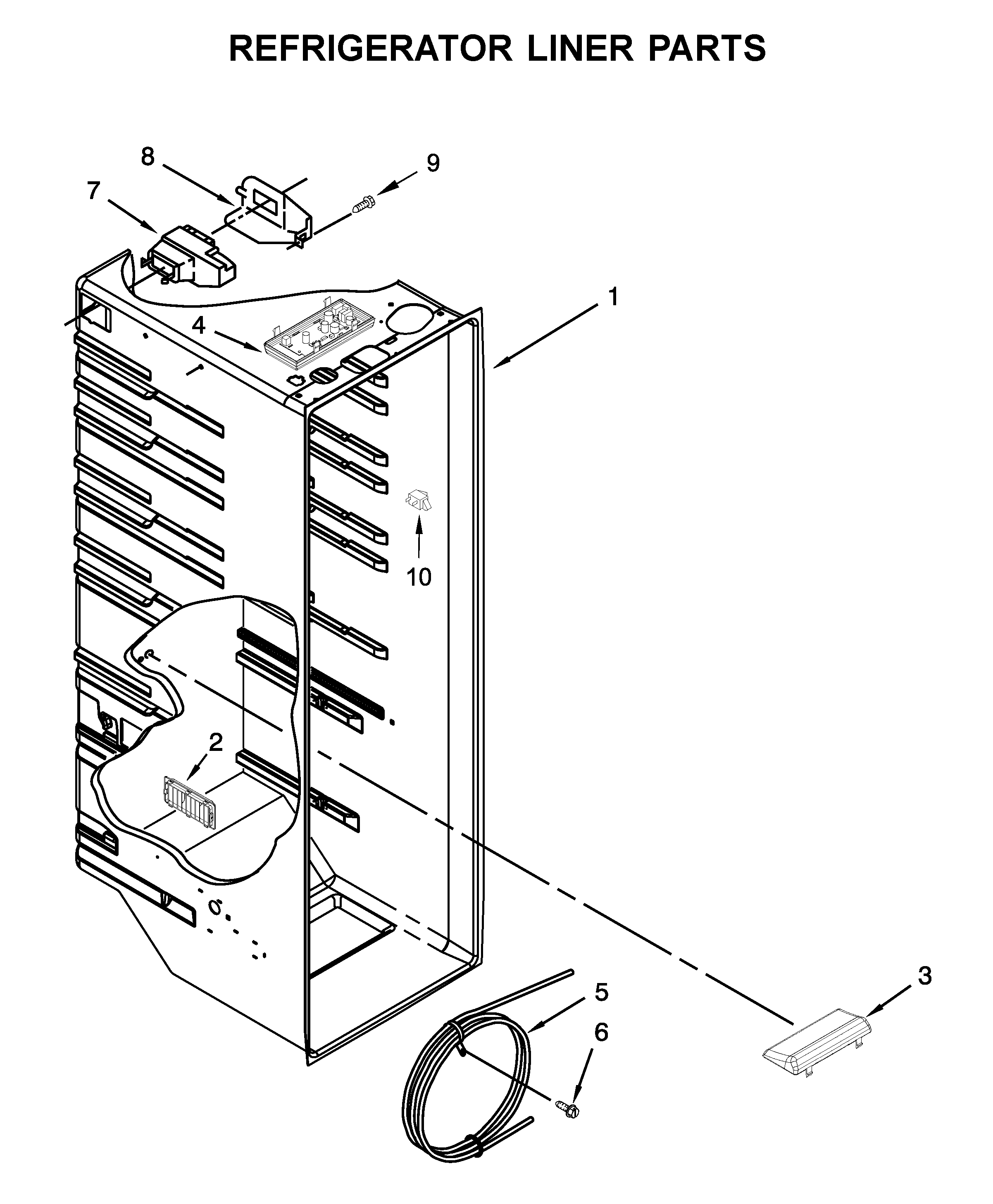 Whirlpool WRS342FIAM00 refrigerator liner parts diagram
