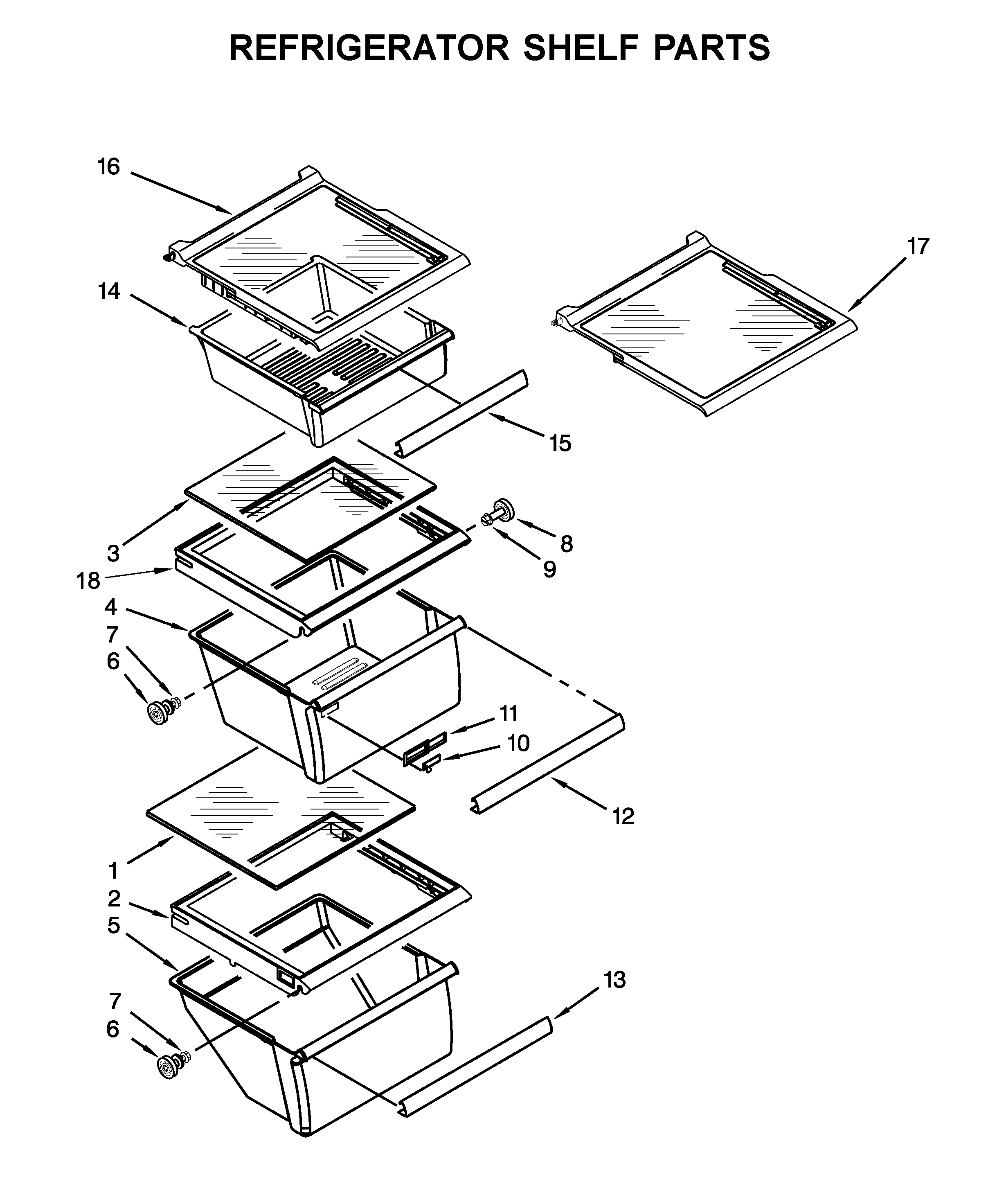Whirlpool WRS342FIAM00 refrigerator shelf parts diagram