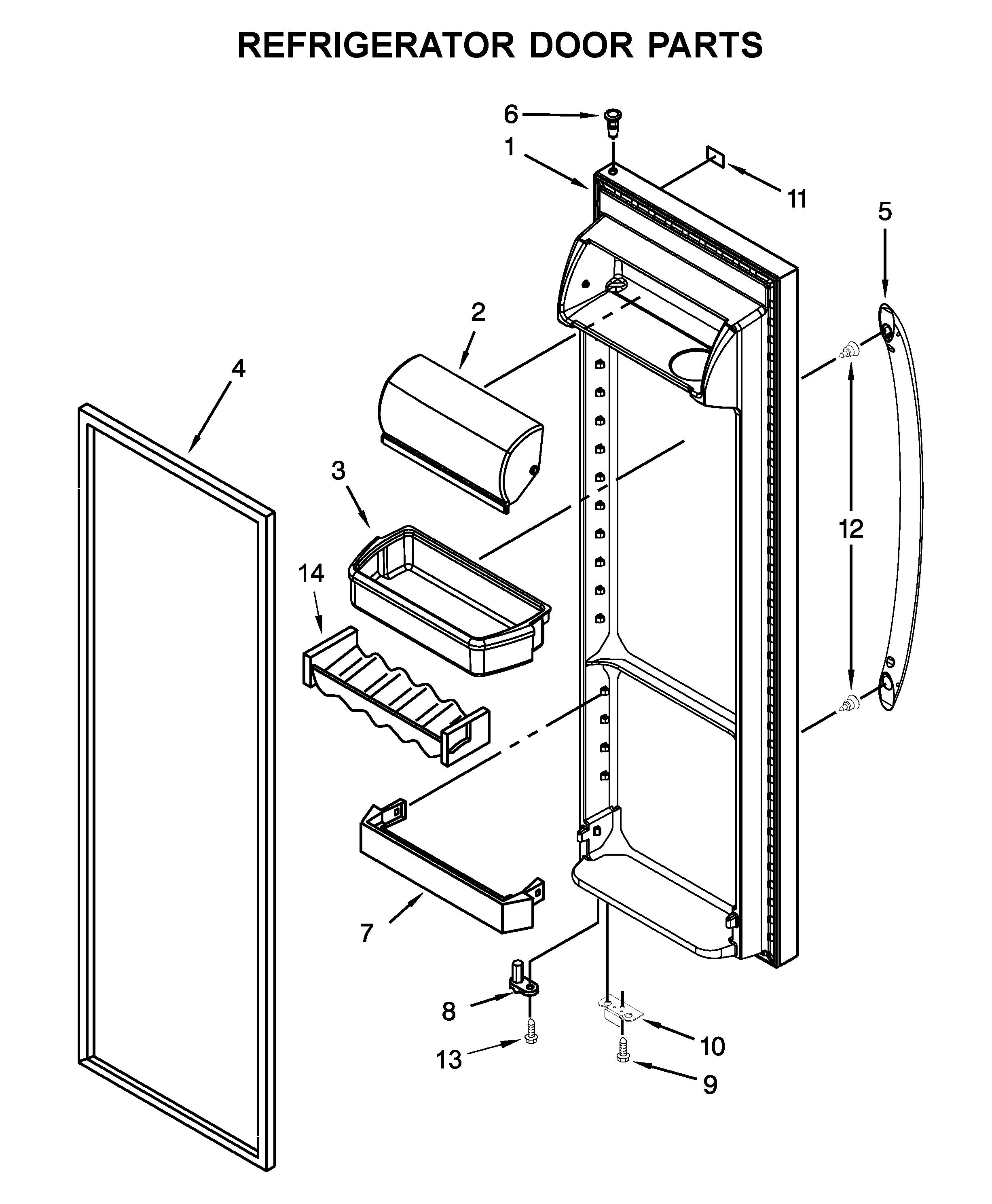 Whirlpool WRS342FIAM00 refrigerator door parts diagram