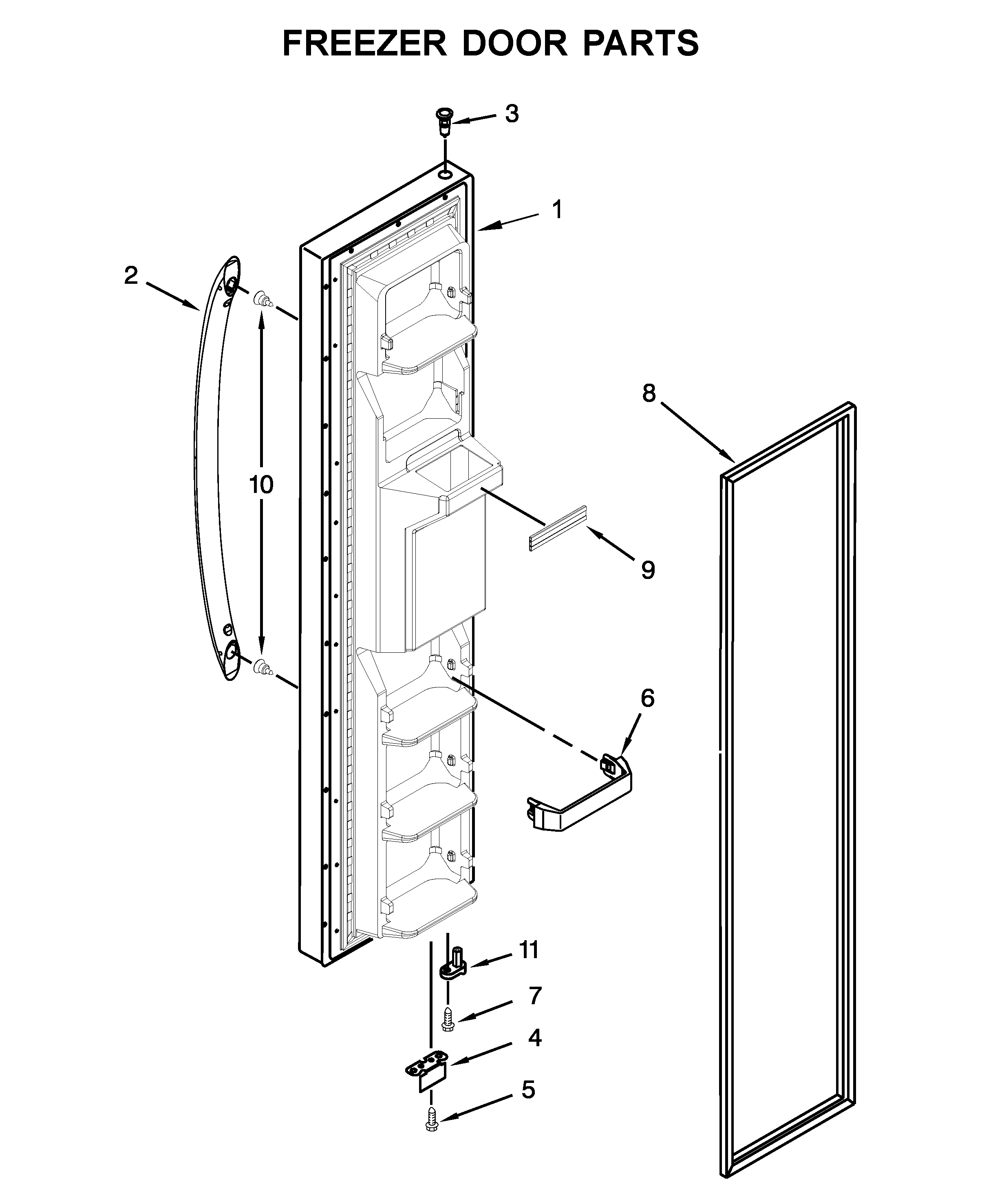 Whirlpool WRS342FIAM00 freezer door parts diagram