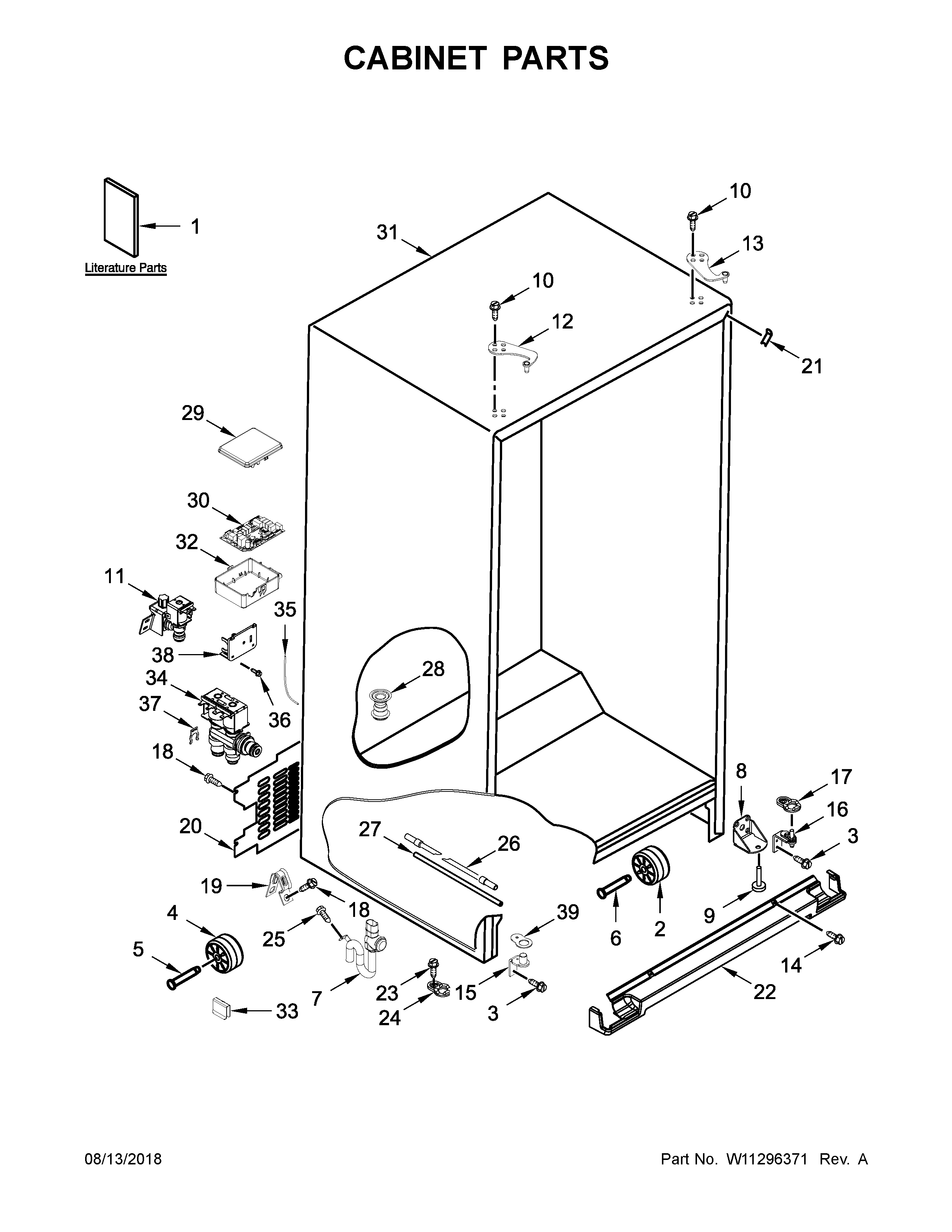 Whirlpool WRSA88FIHN00 cabinet parts diagram