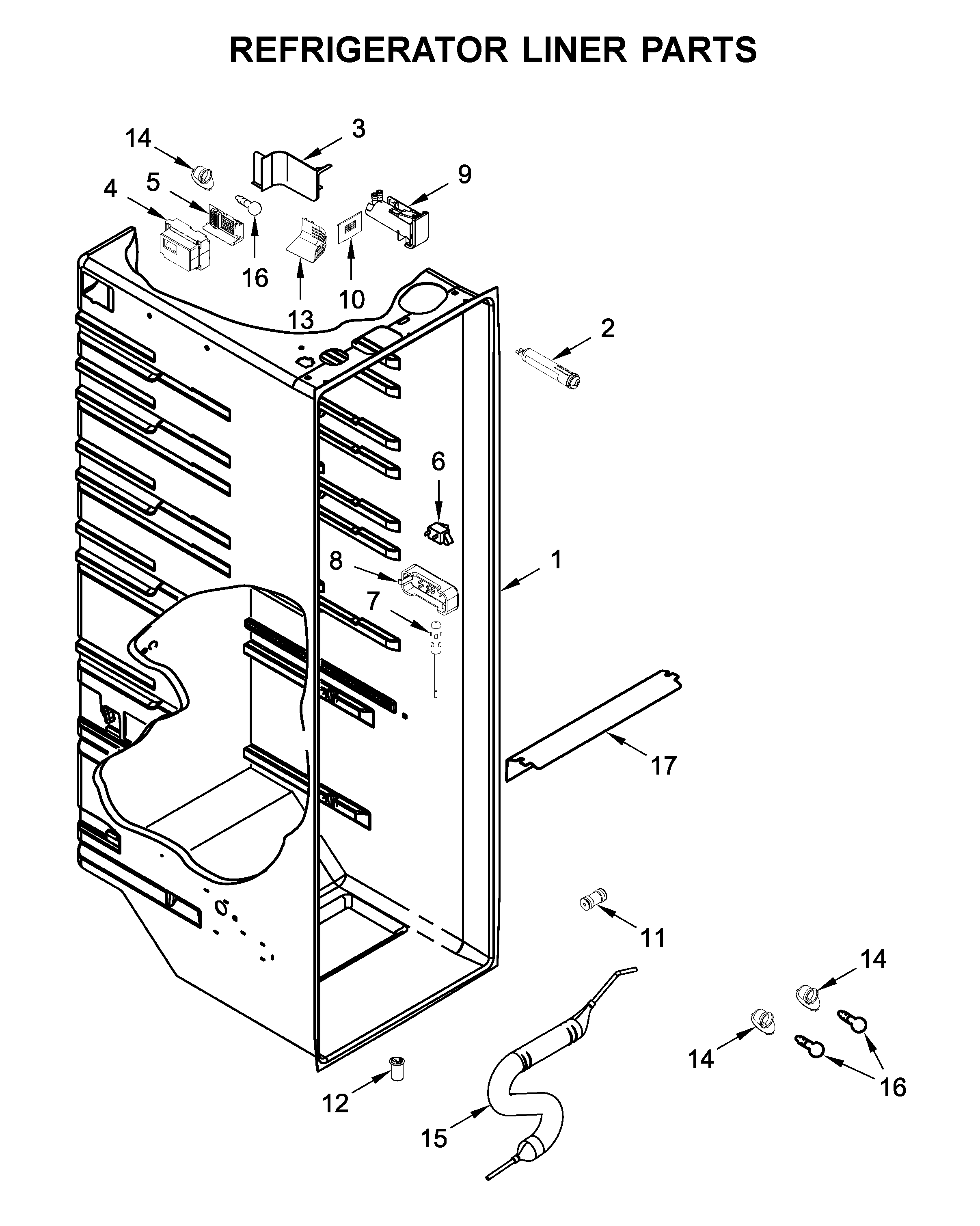 Whirlpool WRSA88FIHN00 refrigerator liner parts diagram