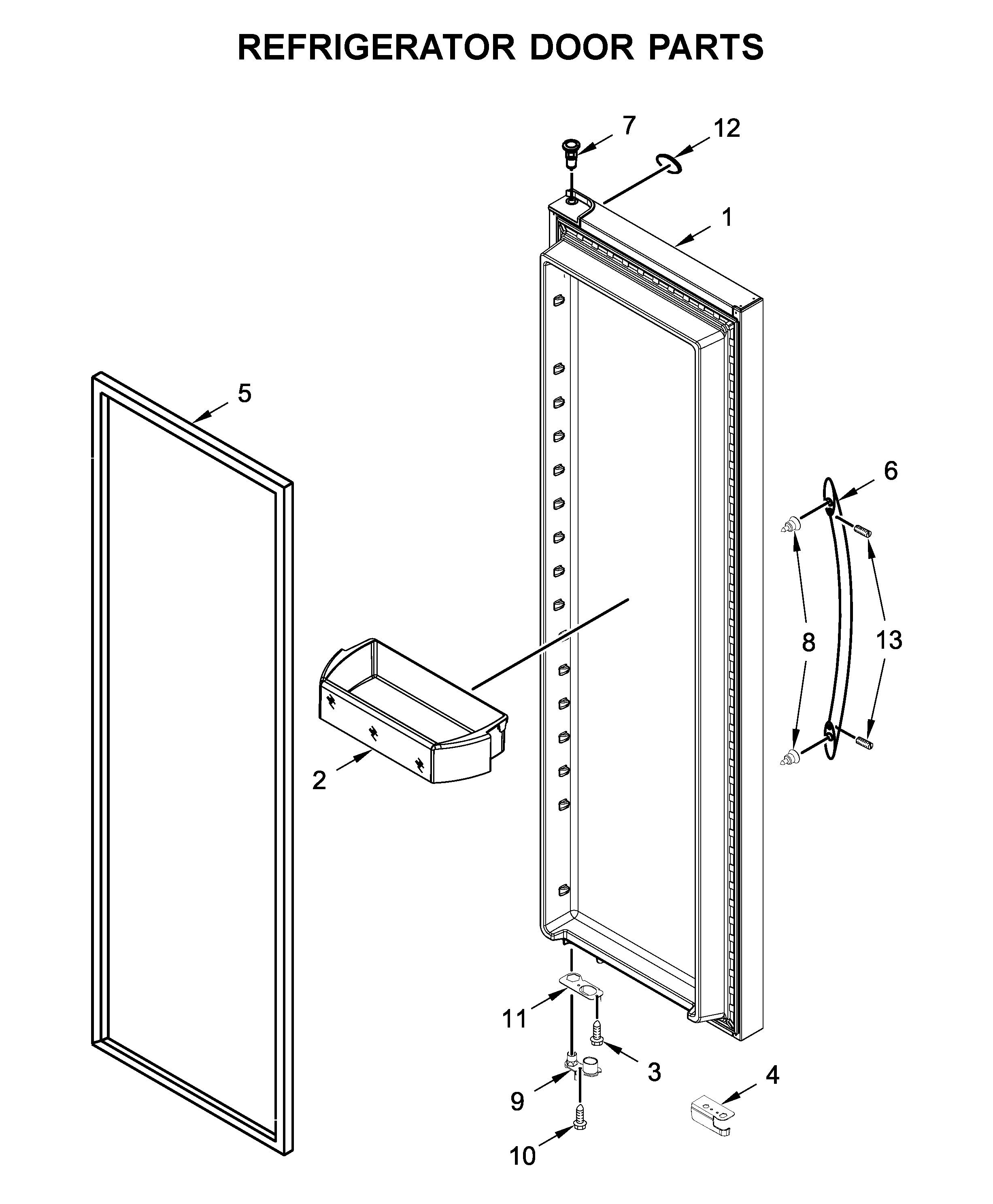 Whirlpool WRSA88FIHN00 refrigerator door parts diagram