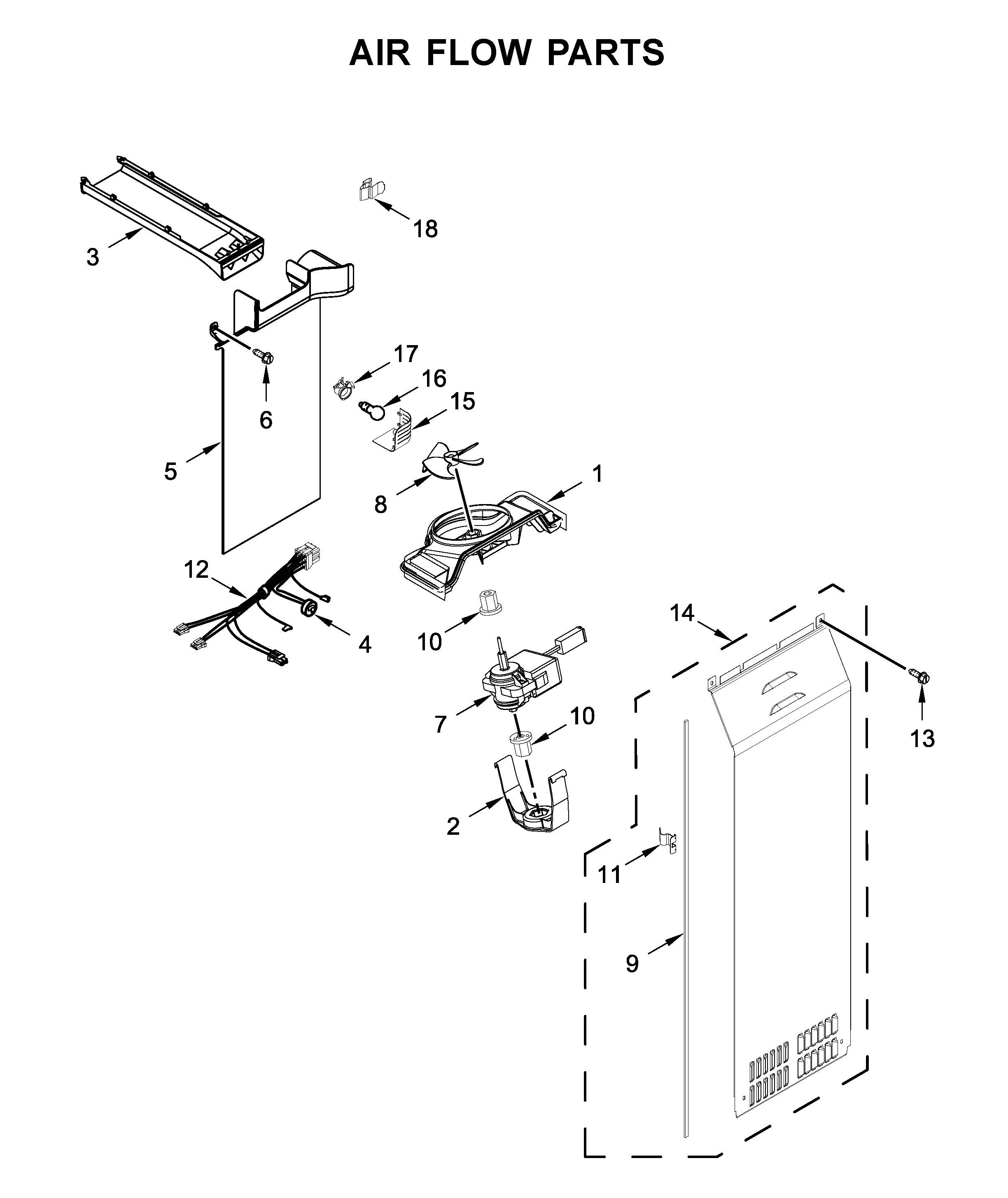 Whirlpool WRSA88FIHN00 air flow parts diagram