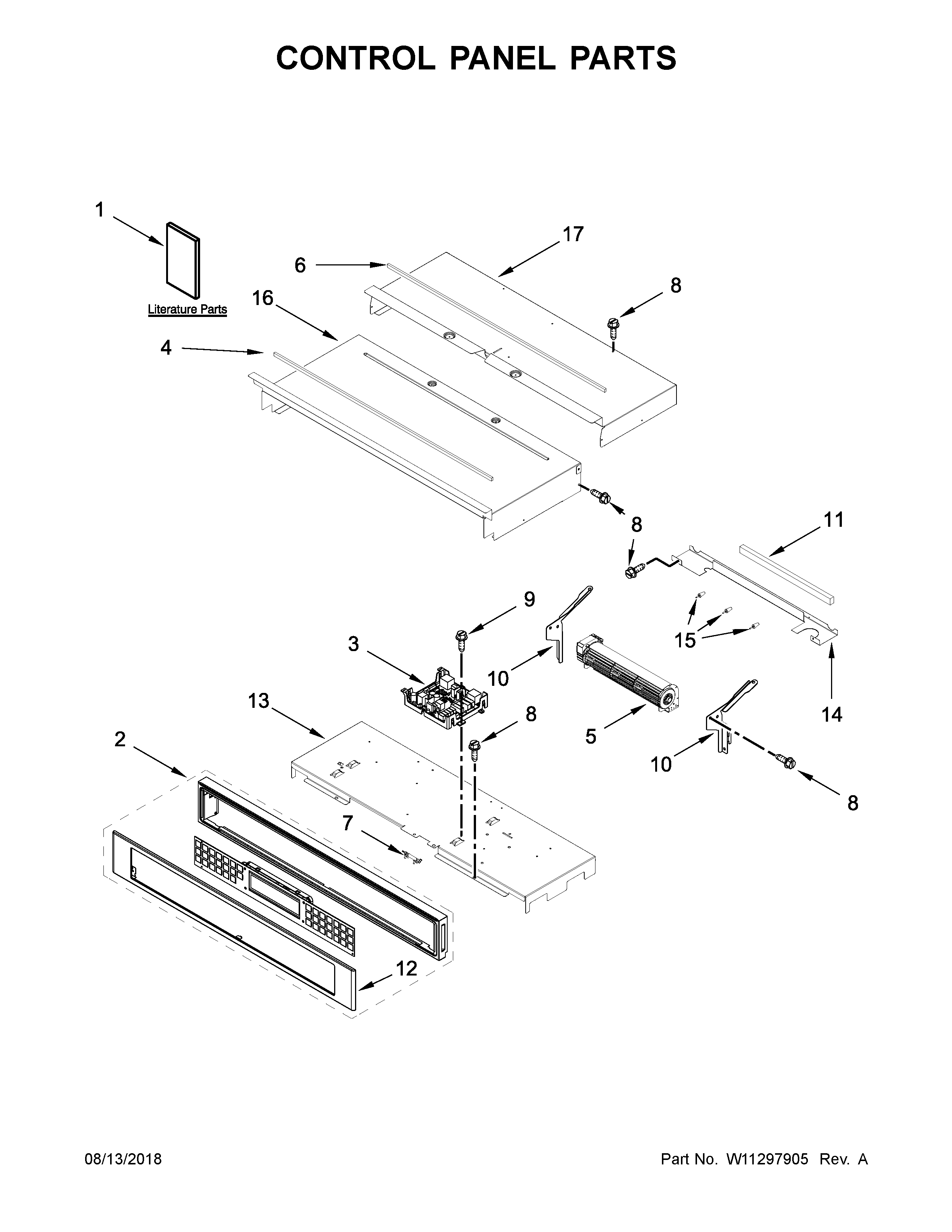 KitchenAid KODE307ESS04 control panel parts diagram